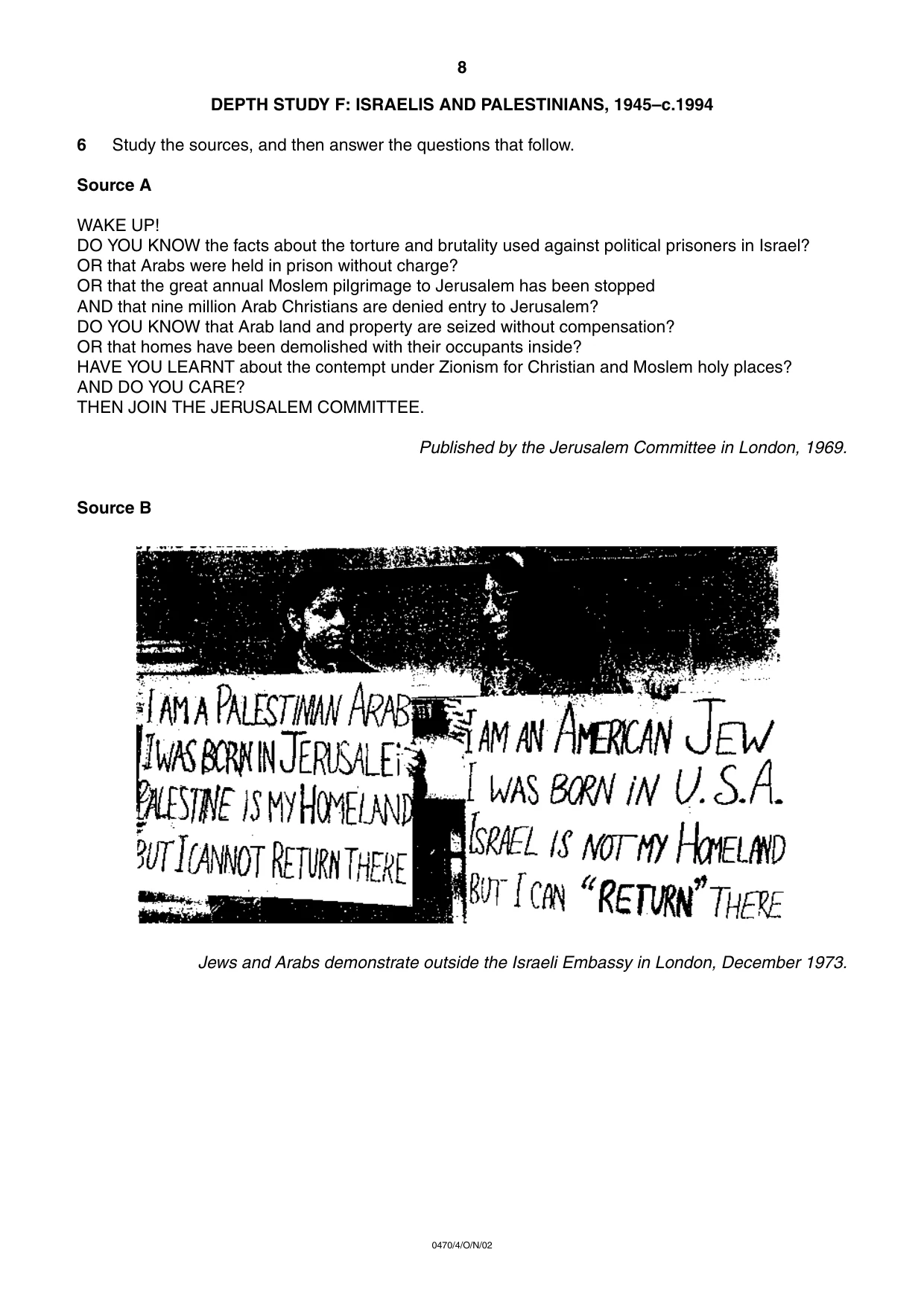 Cambridge IGCSE History 0470 2002 Oct/Nov Paper 4 · Variant 1 question paper, page 8 of 12