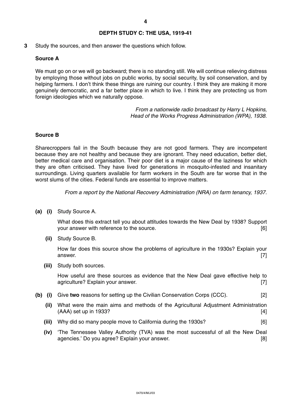 Cambridge IGCSE History 0470 2003 May/June Paper 4 · Variant 1 question paper, page 4 of 12