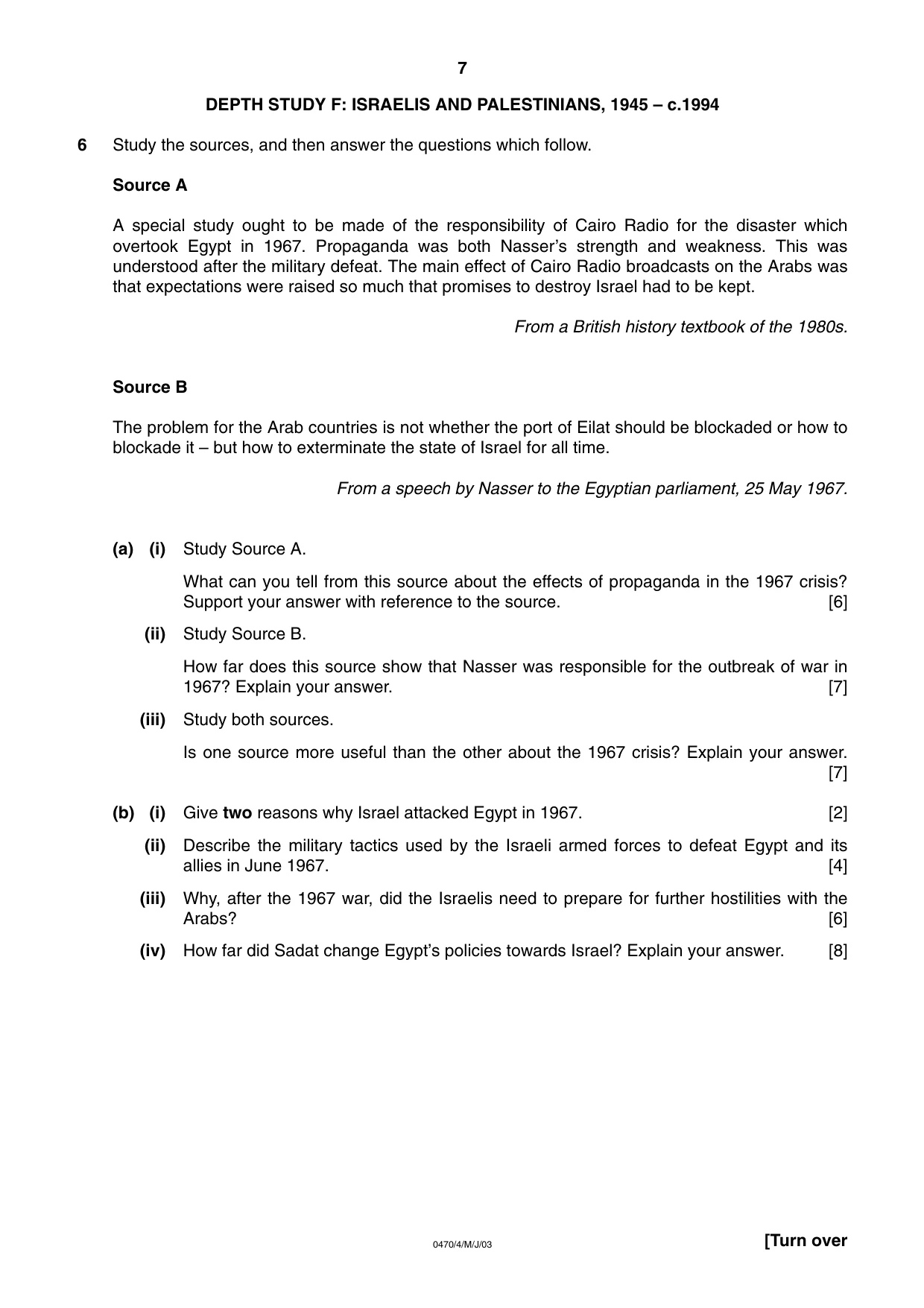 Cambridge IGCSE History 0470 2003 May/June Paper 4 · Variant 1 question paper, page 7 of 12