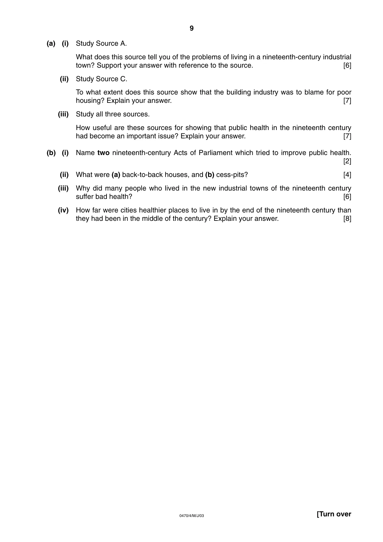 Cambridge IGCSE History 0470 2003 May/June Paper 4 · Variant 1 question paper, page 9 of 12