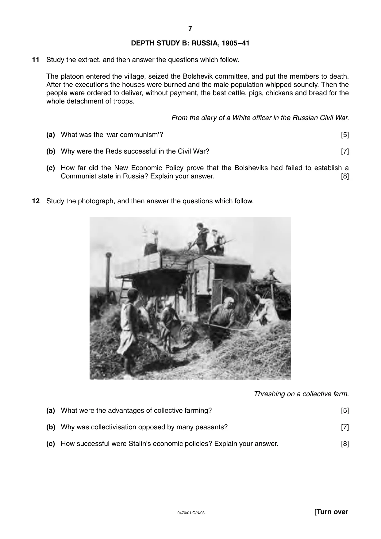 Cambridge IGCSE History 0470 2003 Oct/Nov Paper 1 · Variant 1 question paper, page 7 of 16