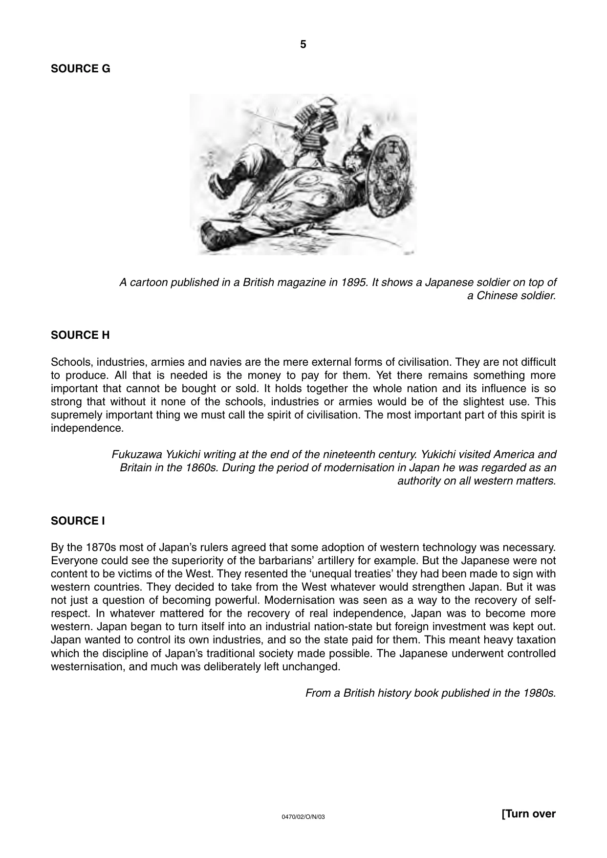 Cambridge IGCSE History 0470 2003 Oct/Nov Paper 2 · Variant 1 question paper, page 5 of 12