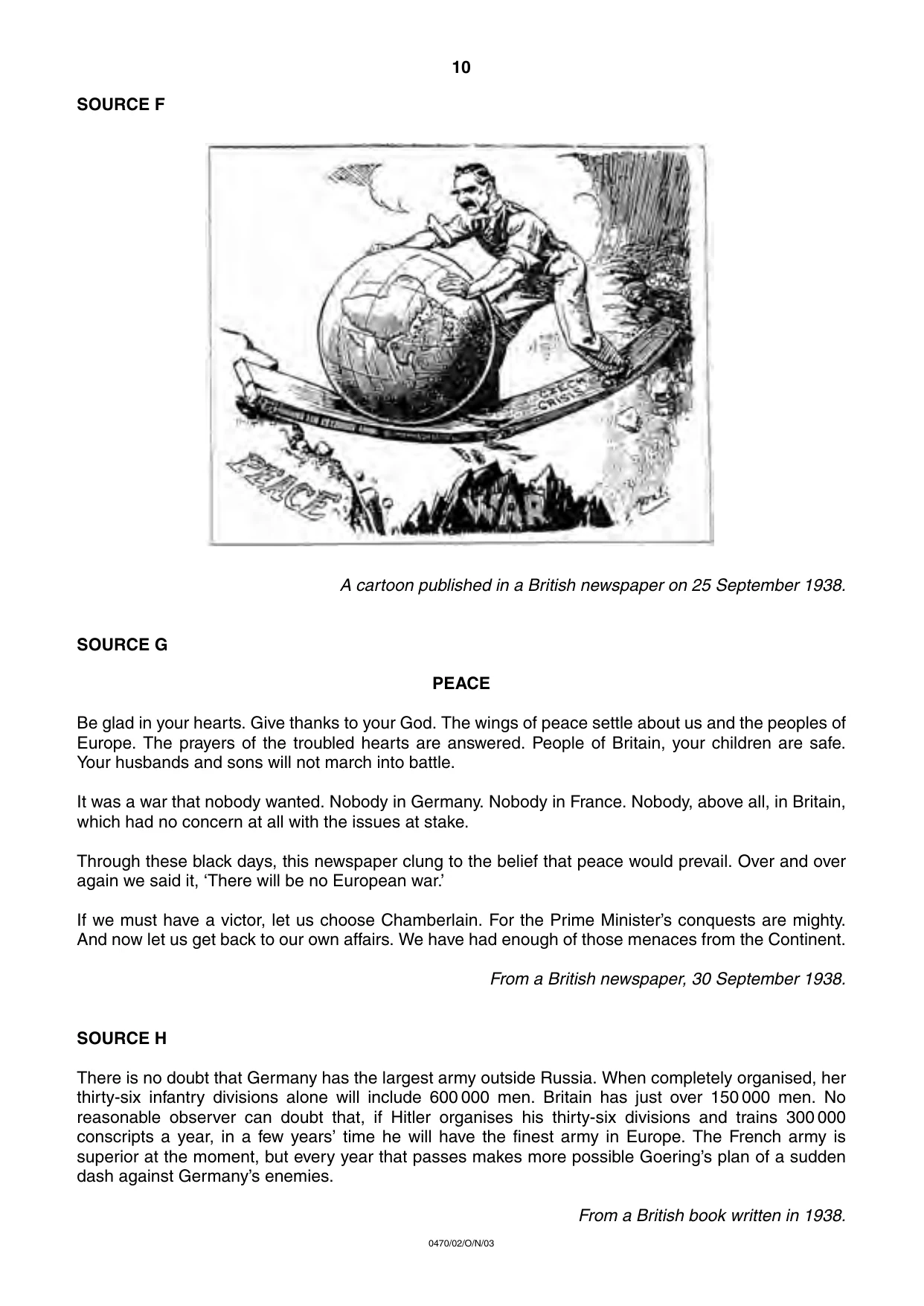 Cambridge IGCSE History 0470 2003 Oct/Nov Paper 2 · Variant 1 question paper, page 10 of 12