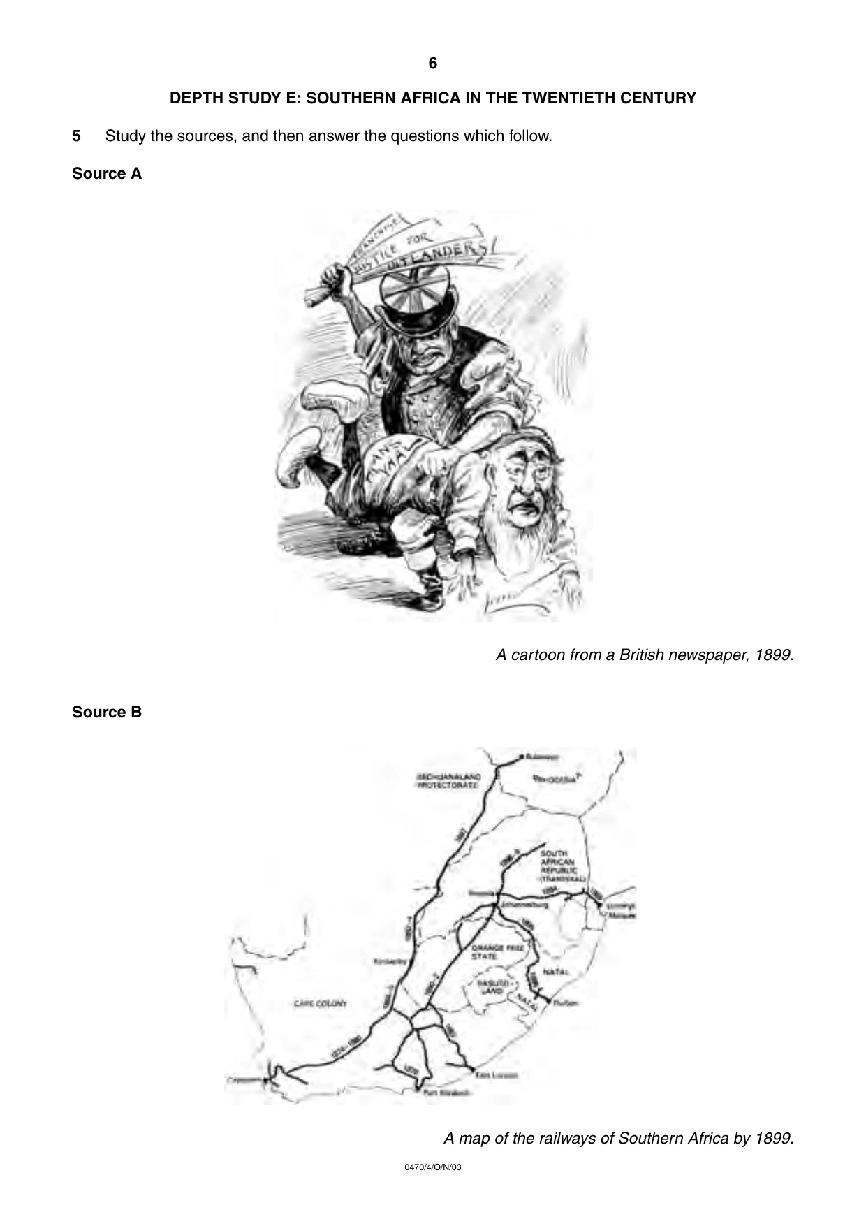 Cambridge IGCSE History 0470 2003 Oct/Nov Paper 4 · Variant 1 question paper, page 6 of 12