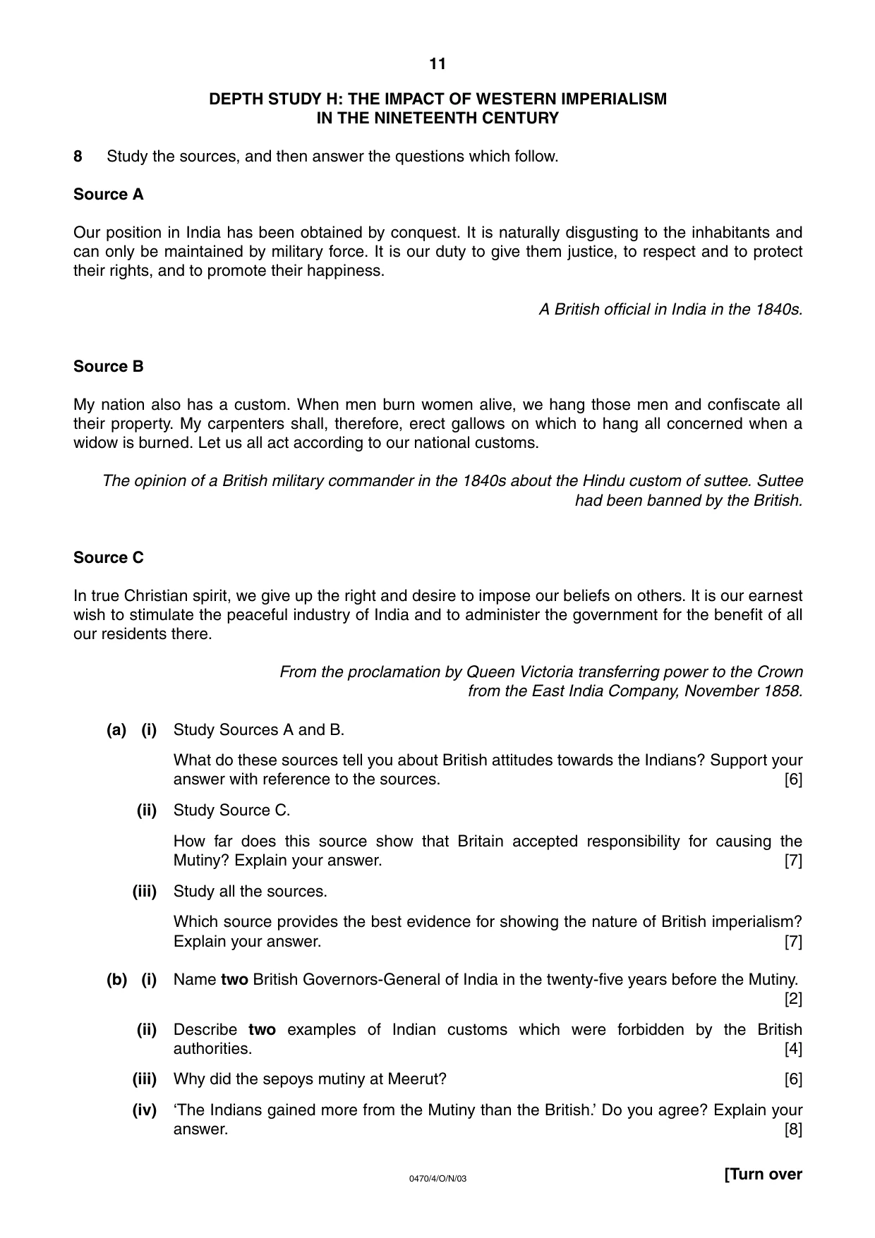 Cambridge IGCSE History 0470 2003 Oct/Nov Paper 4 · Variant 1 question paper, page 11 of 12