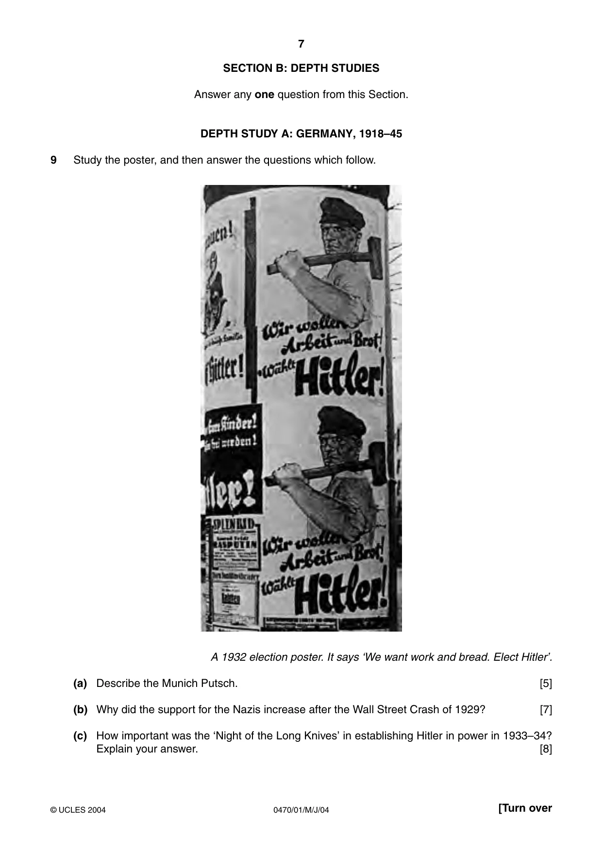 Cambridge IGCSE History 0470 2004 May/June Paper 1 · Variant 1 question paper, page 7 of 20