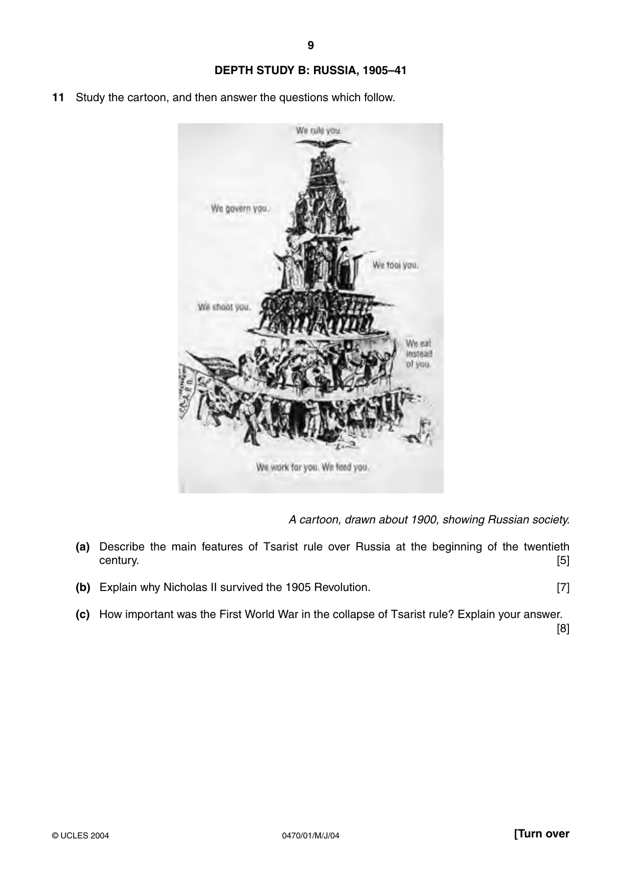 Cambridge IGCSE History 0470 2004 May/June Paper 1 · Variant 1 question paper, page 9 of 20
