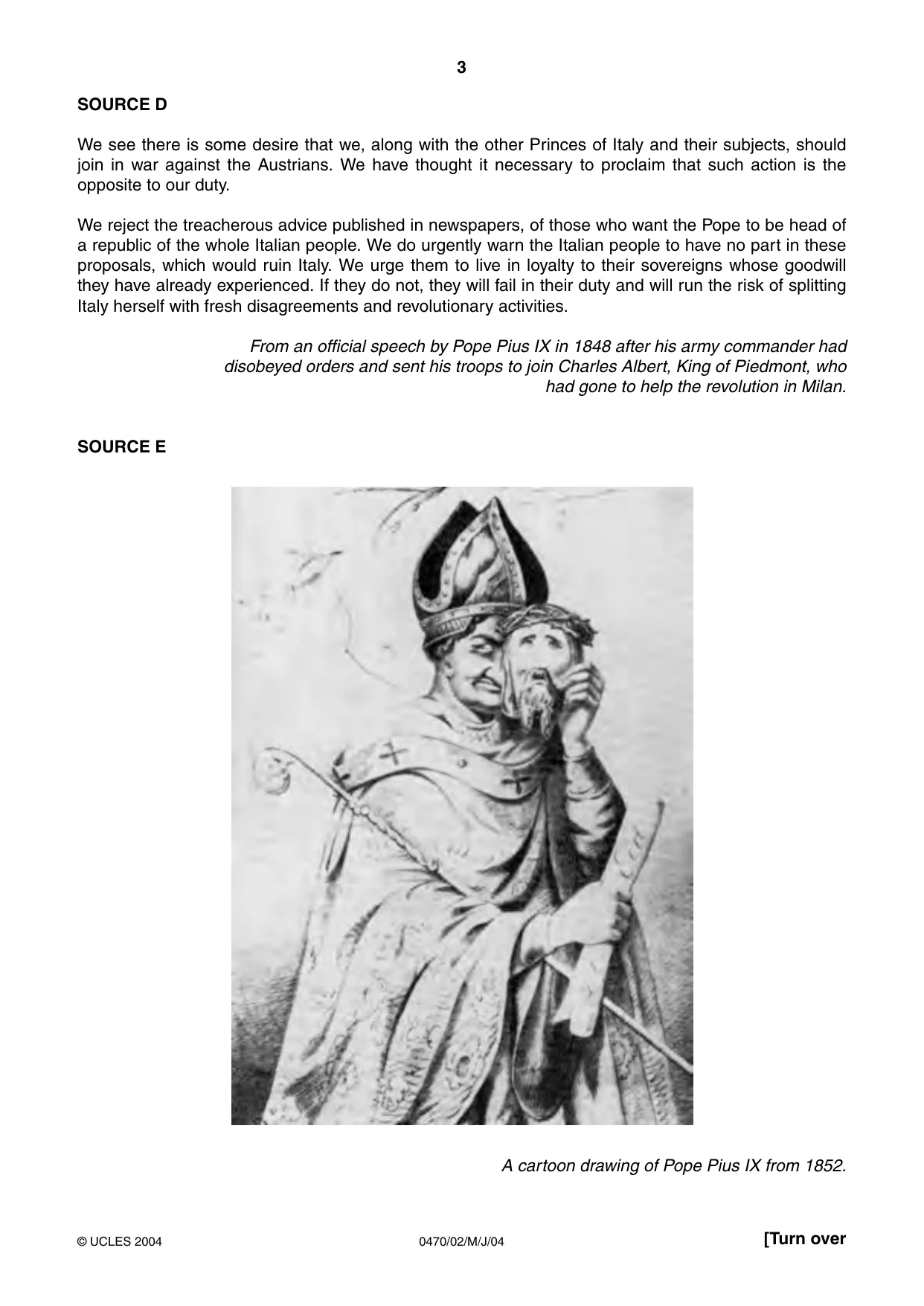Cambridge IGCSE History 0470 2004 May/June Paper 2 · Variant 1 question paper, page 3 of 12