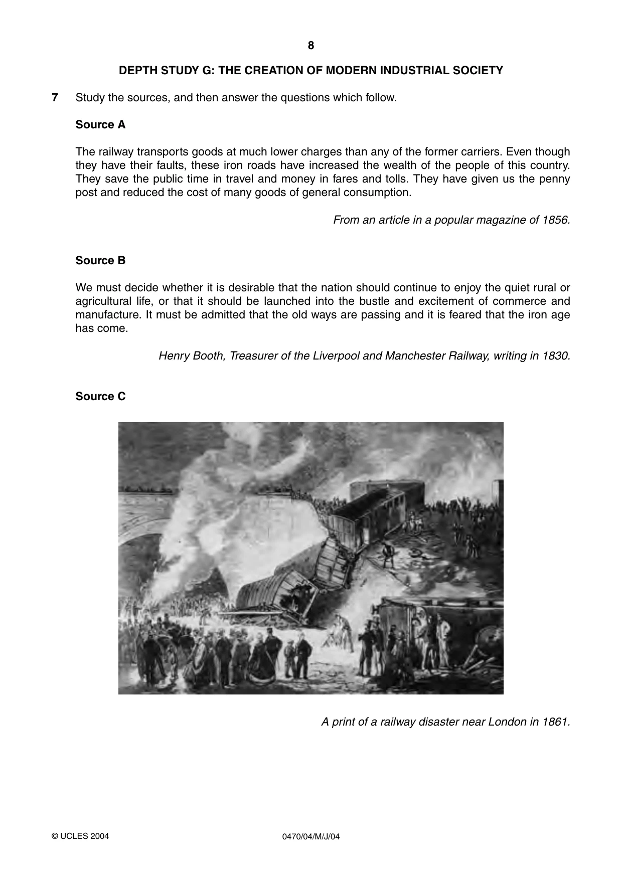 Cambridge IGCSE History 0470 2004 May/June Paper 4 · Variant 1 question paper, page 8 of 12