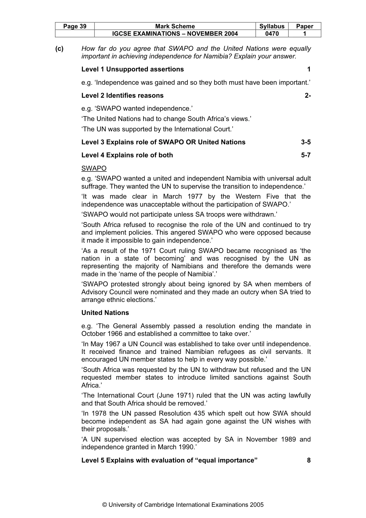 Mark scheme, page 42 of 54