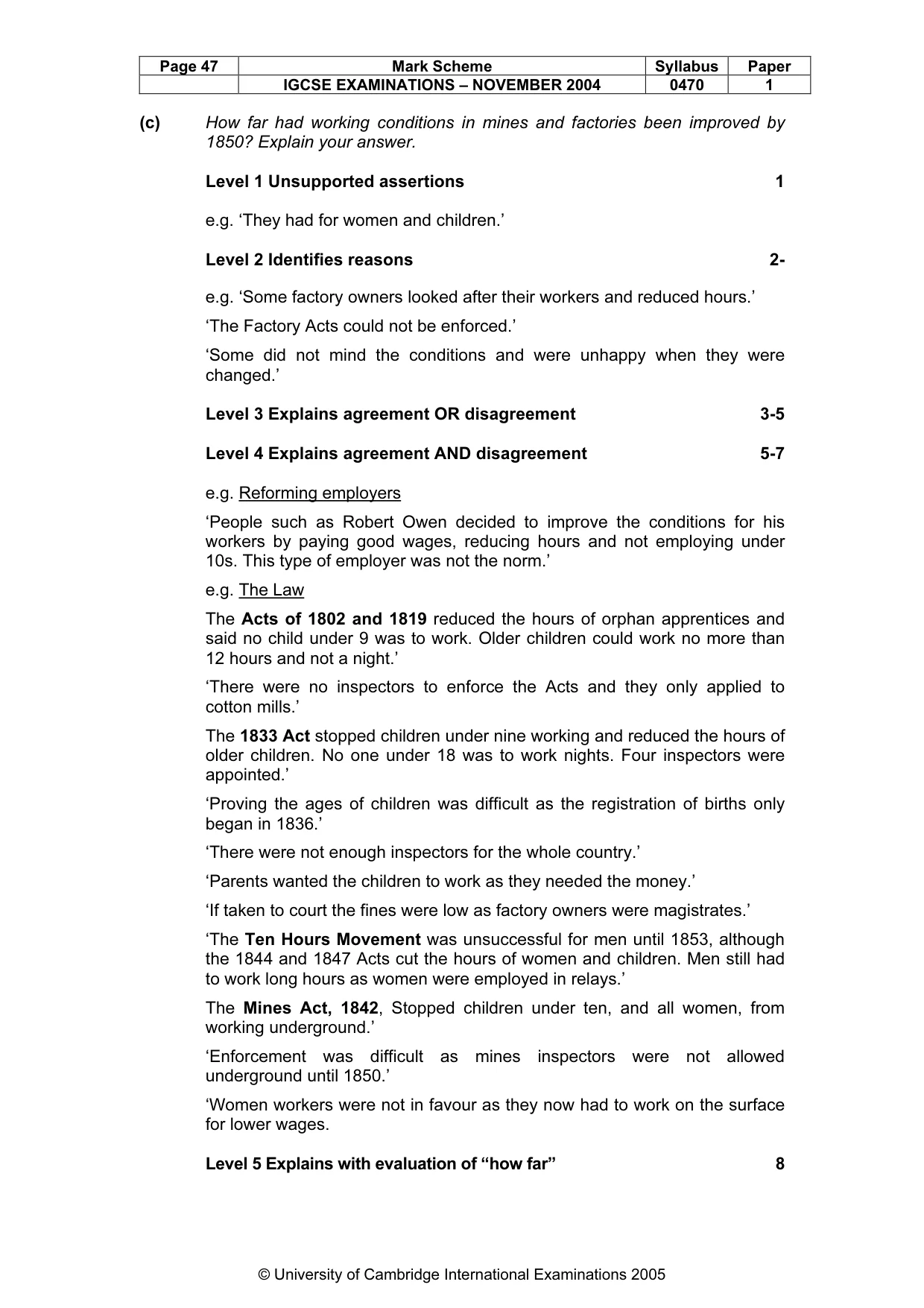 Mark scheme, page 50 of 54