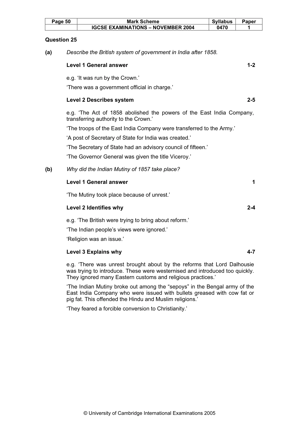 Mark scheme, page 53 of 54