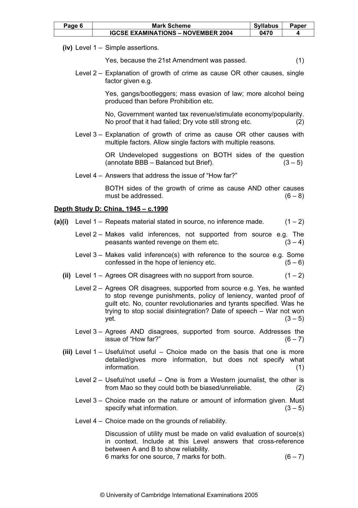 Mark scheme, page 9 of 16