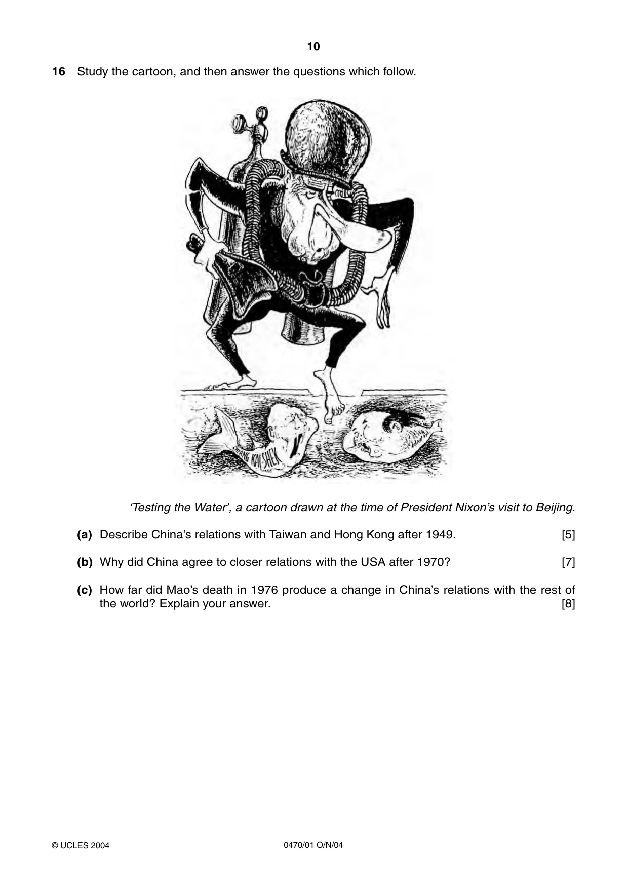 Cambridge IGCSE History 0470 2004 Oct/Nov Paper 1 · Variant 1 question paper, page 10 of 20