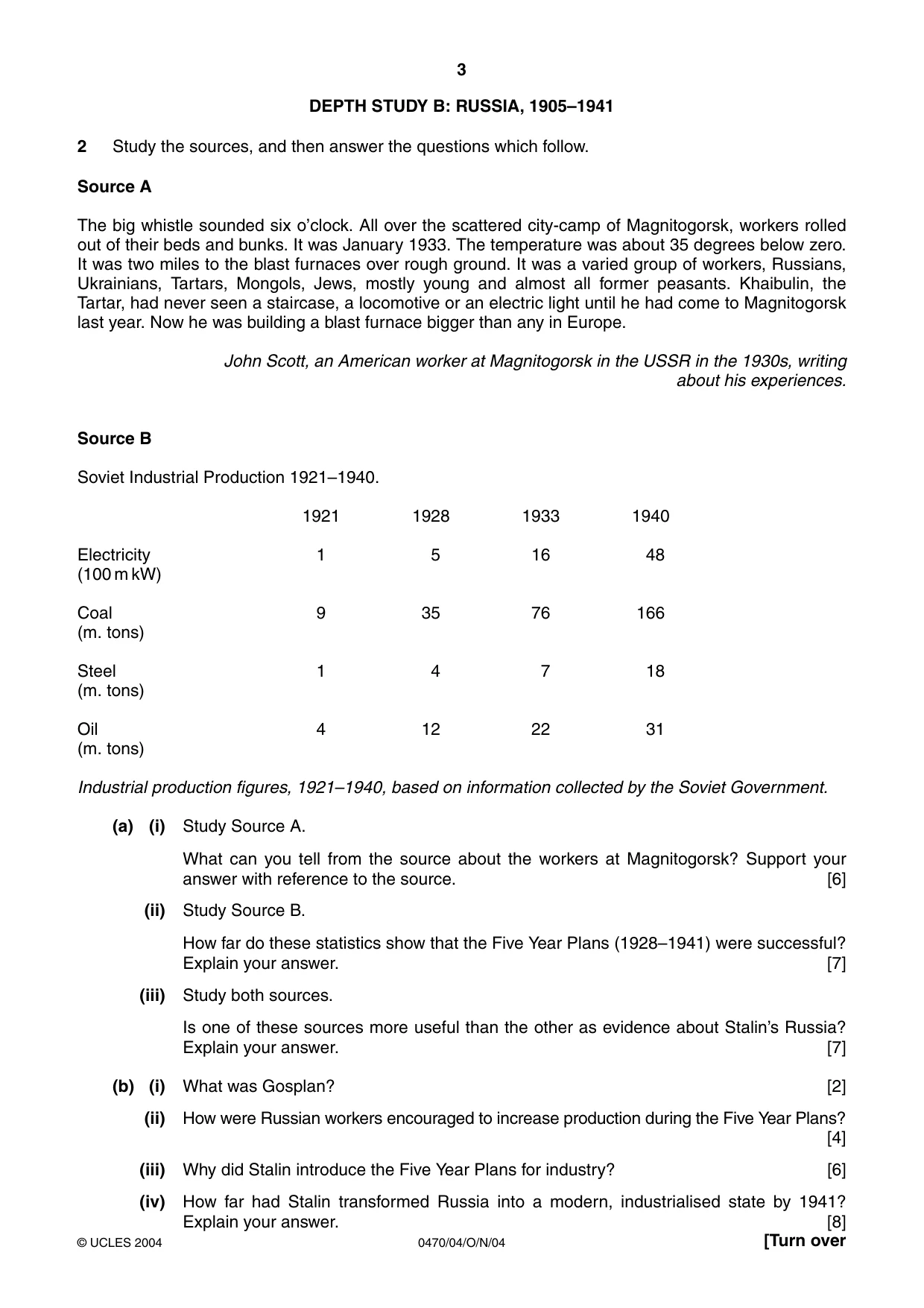Cambridge IGCSE History 0470 2004 Oct/Nov Paper 4 · Variant 1 question paper, page 3 of 12