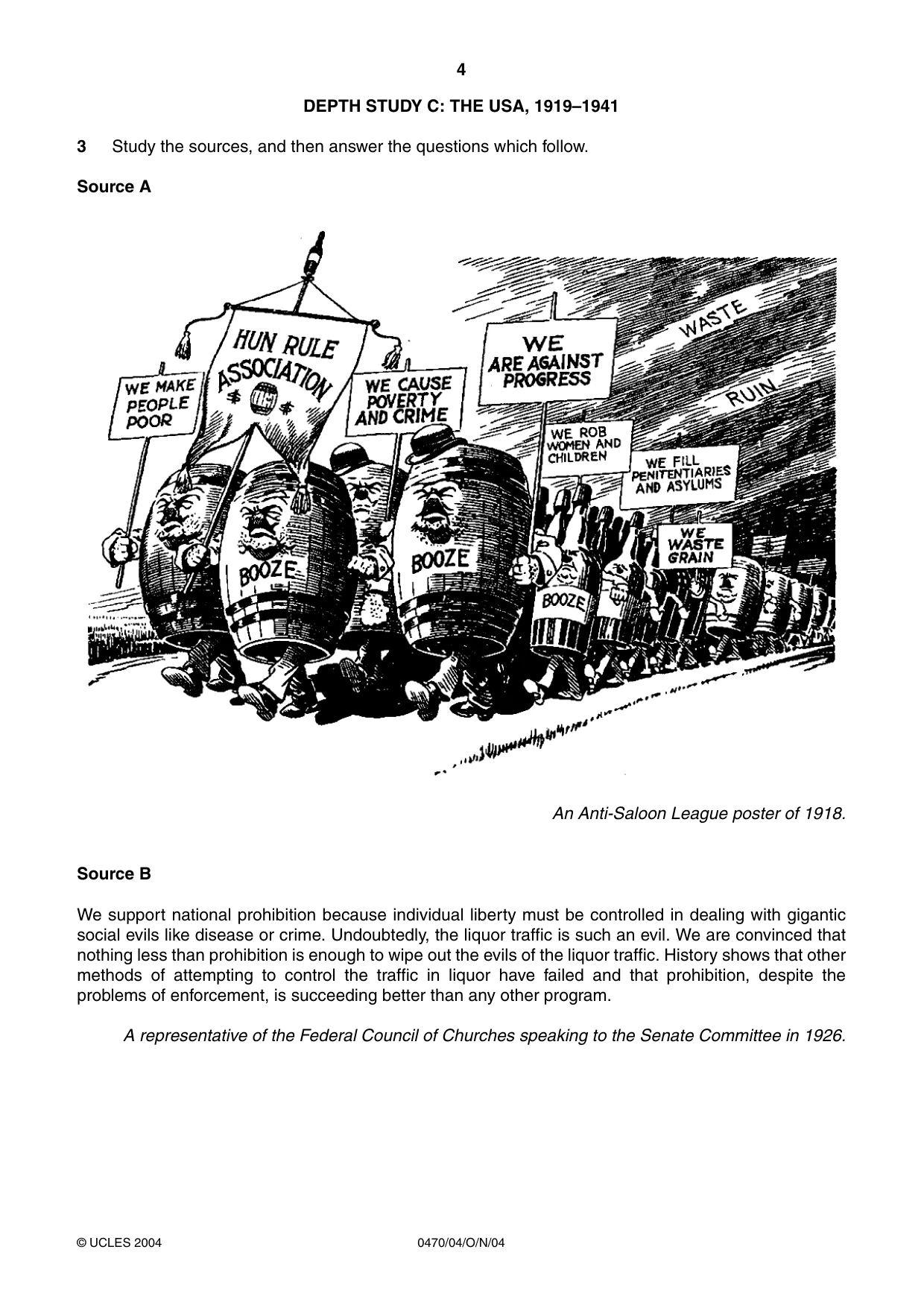 Cambridge IGCSE History 0470 2004 Oct/Nov Paper 4 · Variant 1 question paper, page 4 of 12