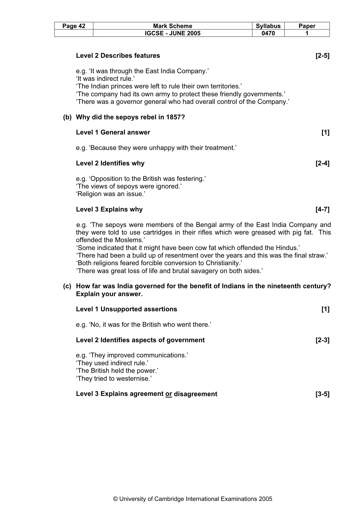 Mark scheme, page 45 of 47