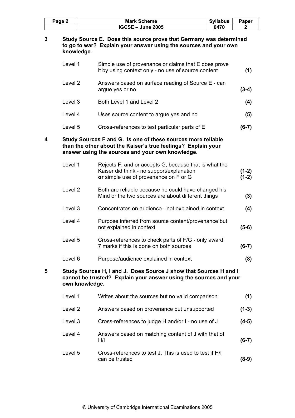 Mark scheme, page 5 of 9