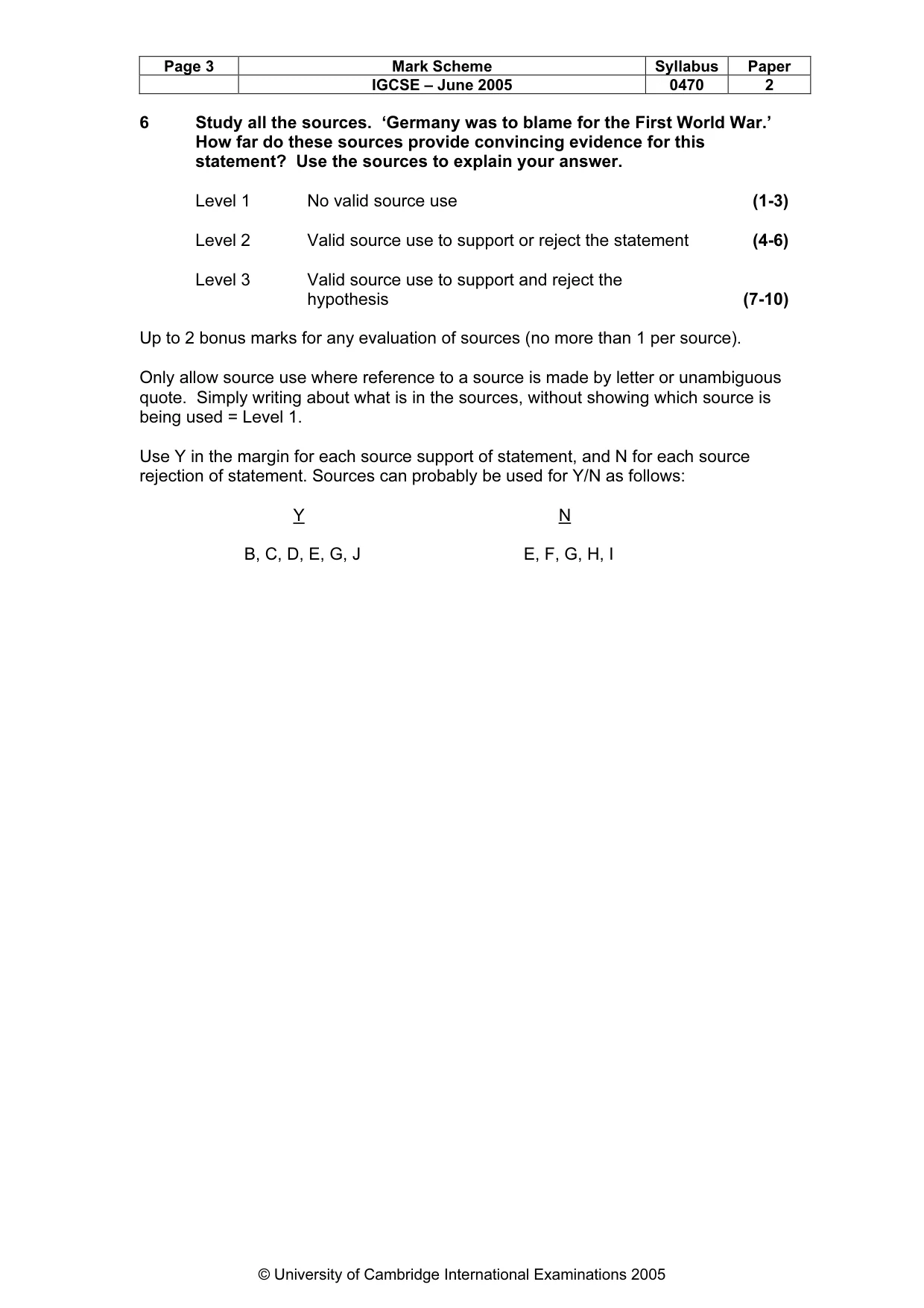 Mark scheme, page 6 of 9
