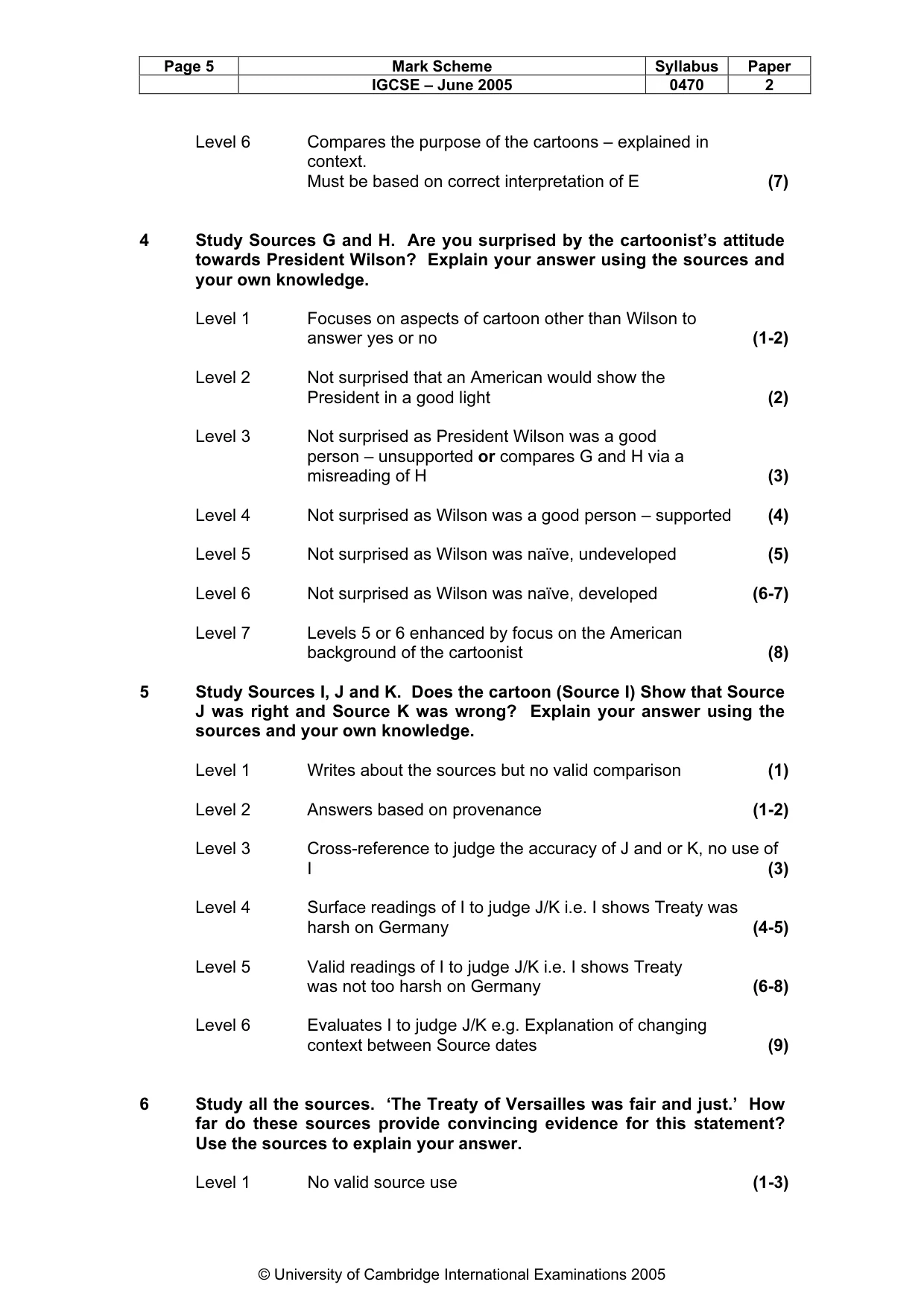 Mark scheme, page 8 of 9