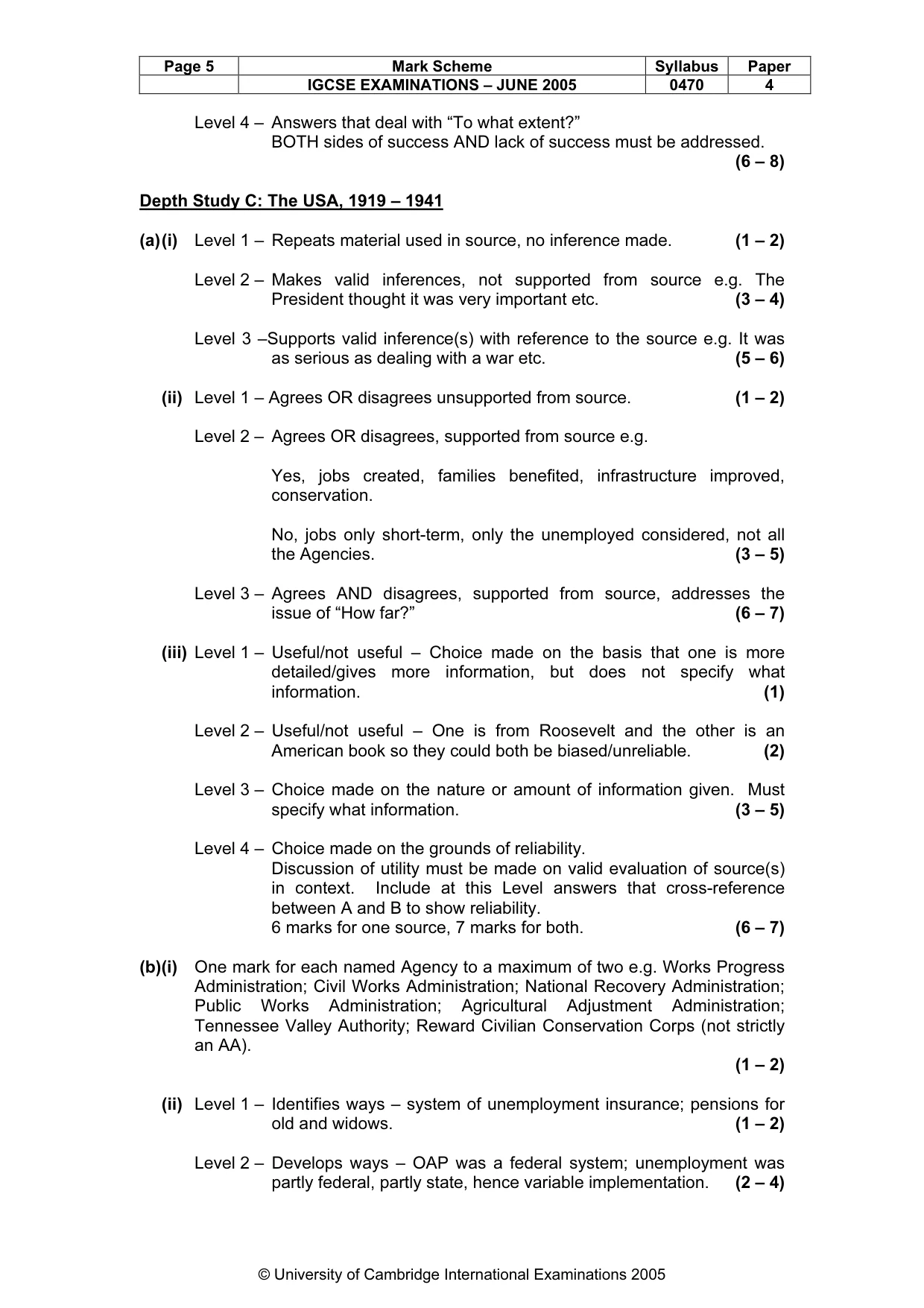 Mark scheme, page 8 of 16