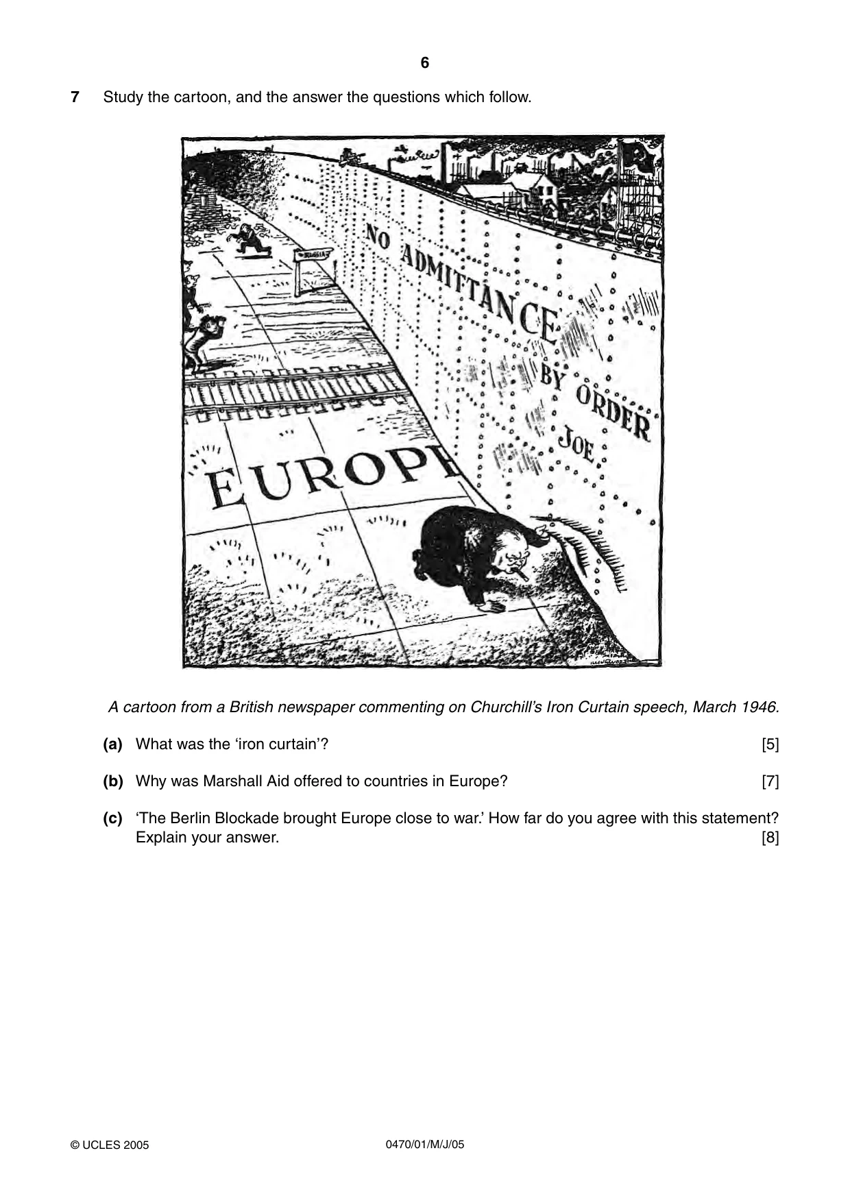 Cambridge IGCSE History 0470 2005 May/June Paper 1 · Variant 1 question paper, page 6 of 20