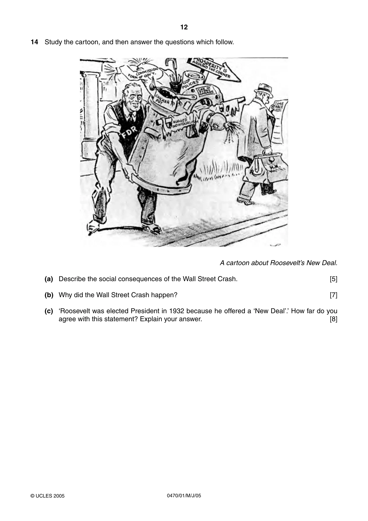 Cambridge IGCSE History 0470 2005 May/June Paper 1 · Variant 1 question paper, page 12 of 20