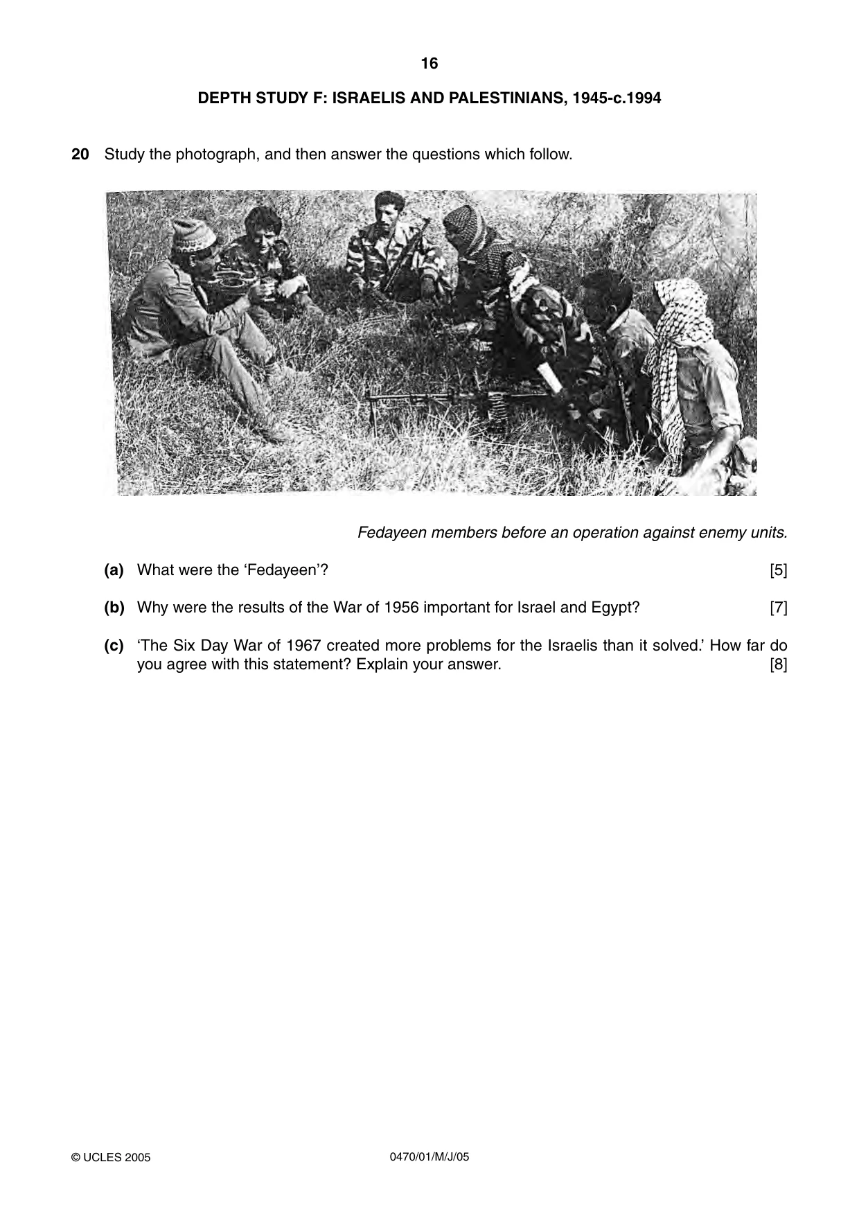Cambridge IGCSE History 0470 2005 May/June Paper 1 · Variant 1 question paper, page 16 of 20