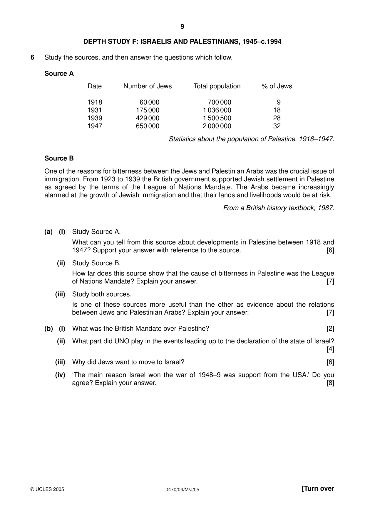 Cambridge IGCSE History 0470 2005 May/June Paper 4 · Variant 1 question paper, page 9 of 12