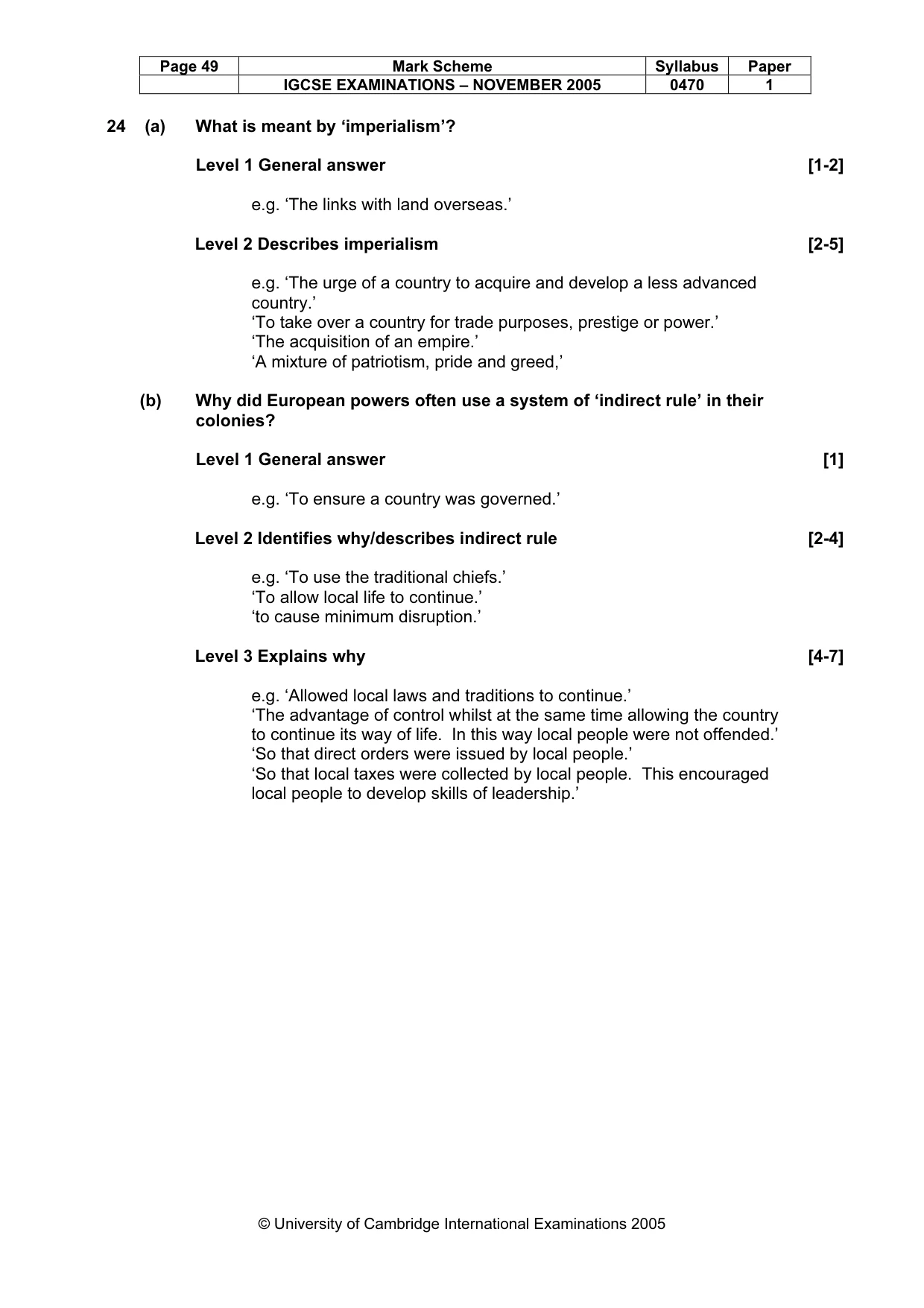 Mark scheme, page 50 of 53