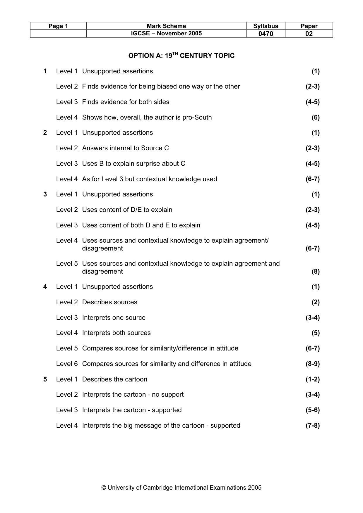 Mark scheme, page 2 of 4