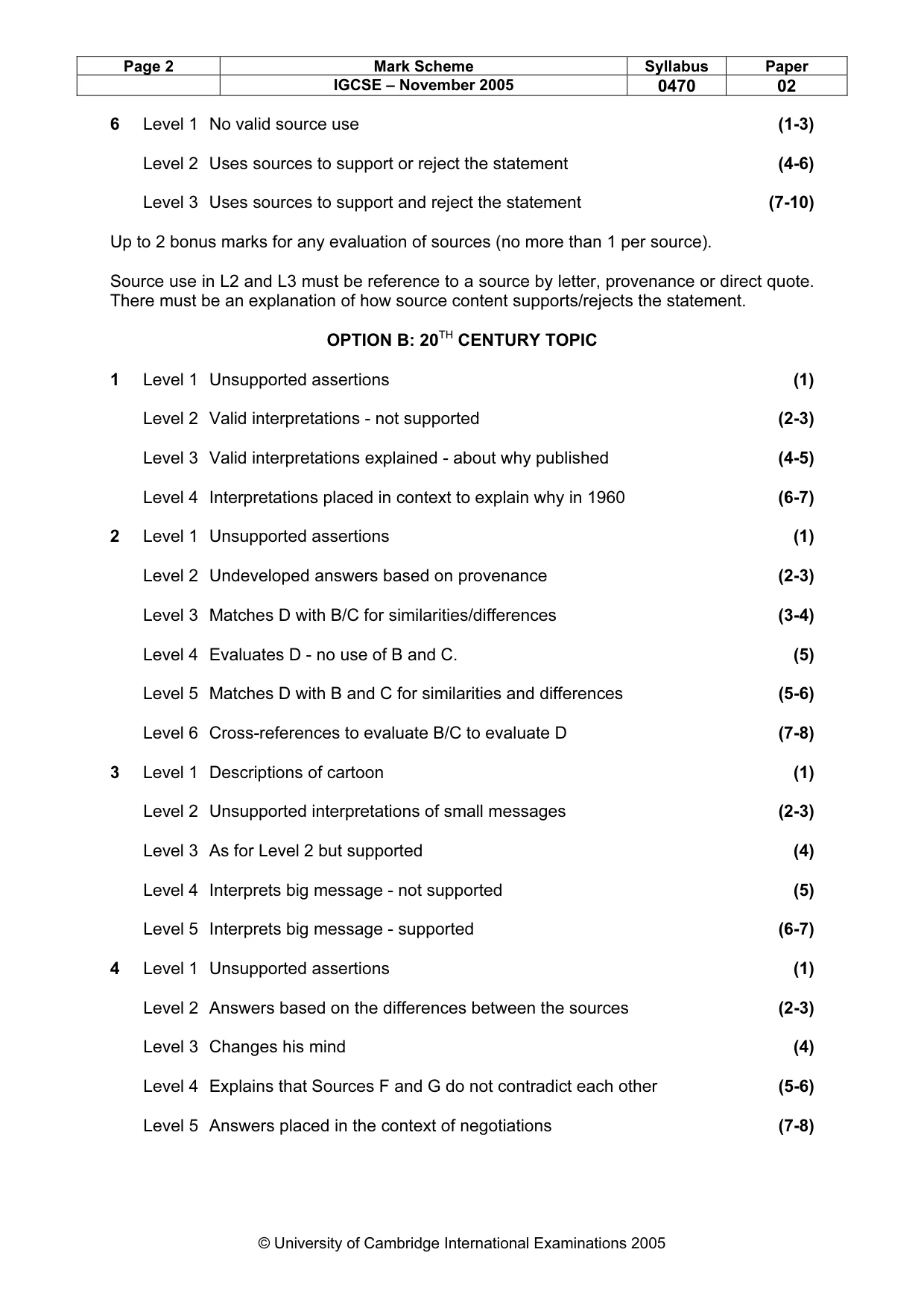 Mark scheme, page 3 of 4