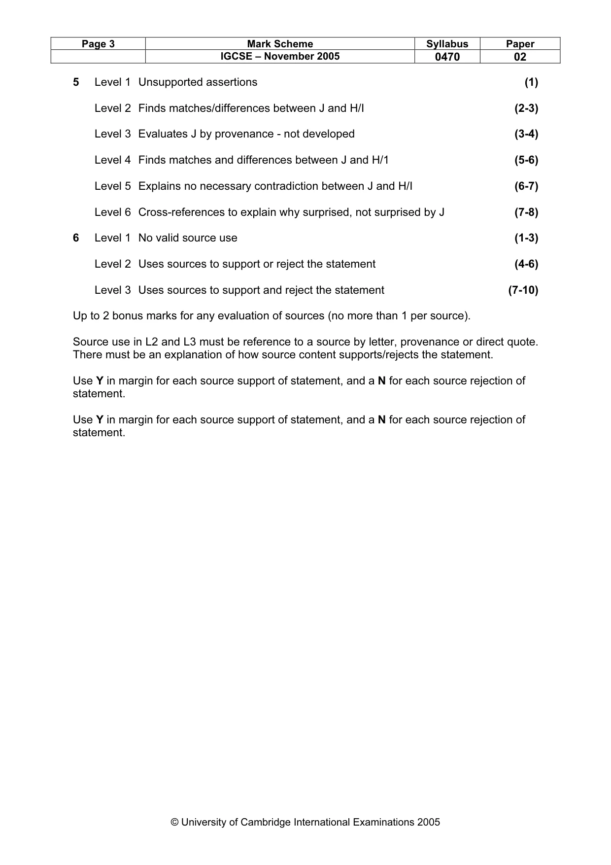 Mark scheme, page 4 of 4