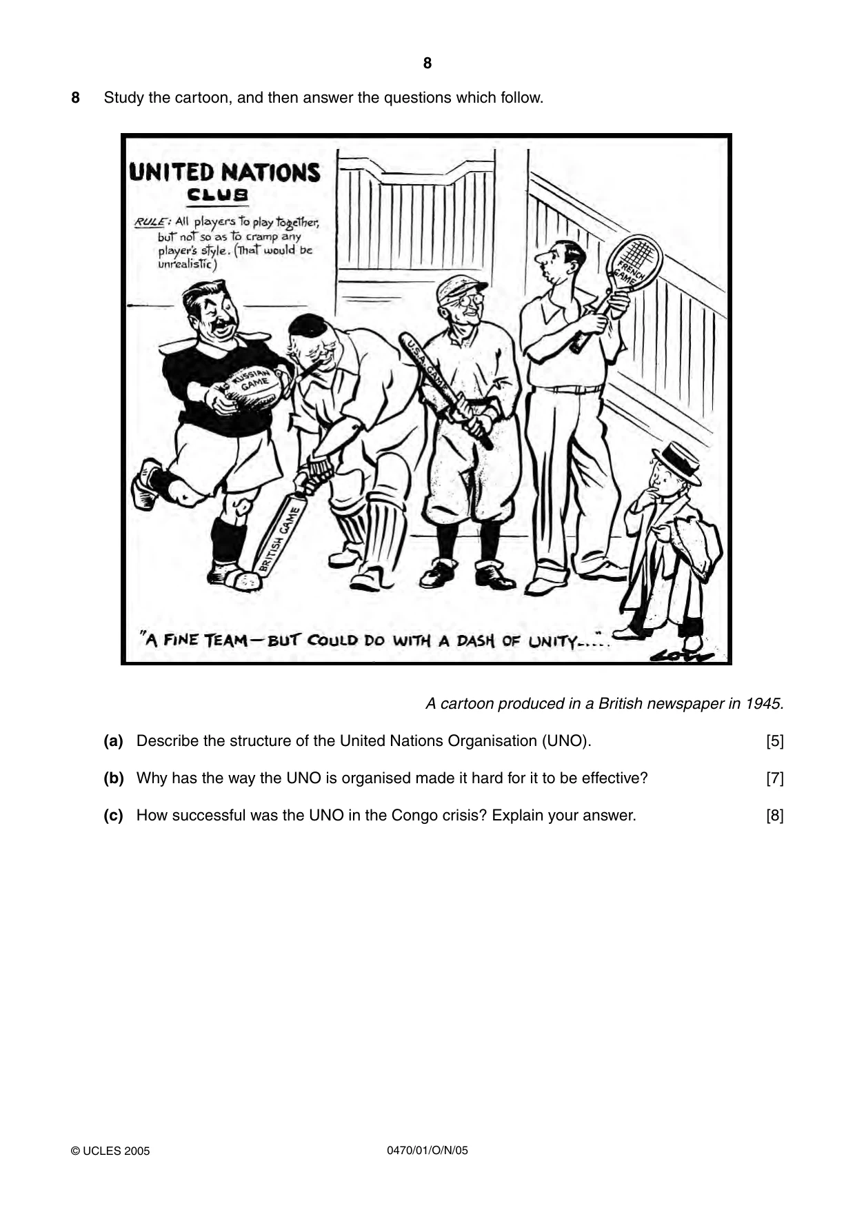 Cambridge IGCSE History 0470 2005 Oct/Nov Paper 1 · Variant 1 question paper, page 8 of 28