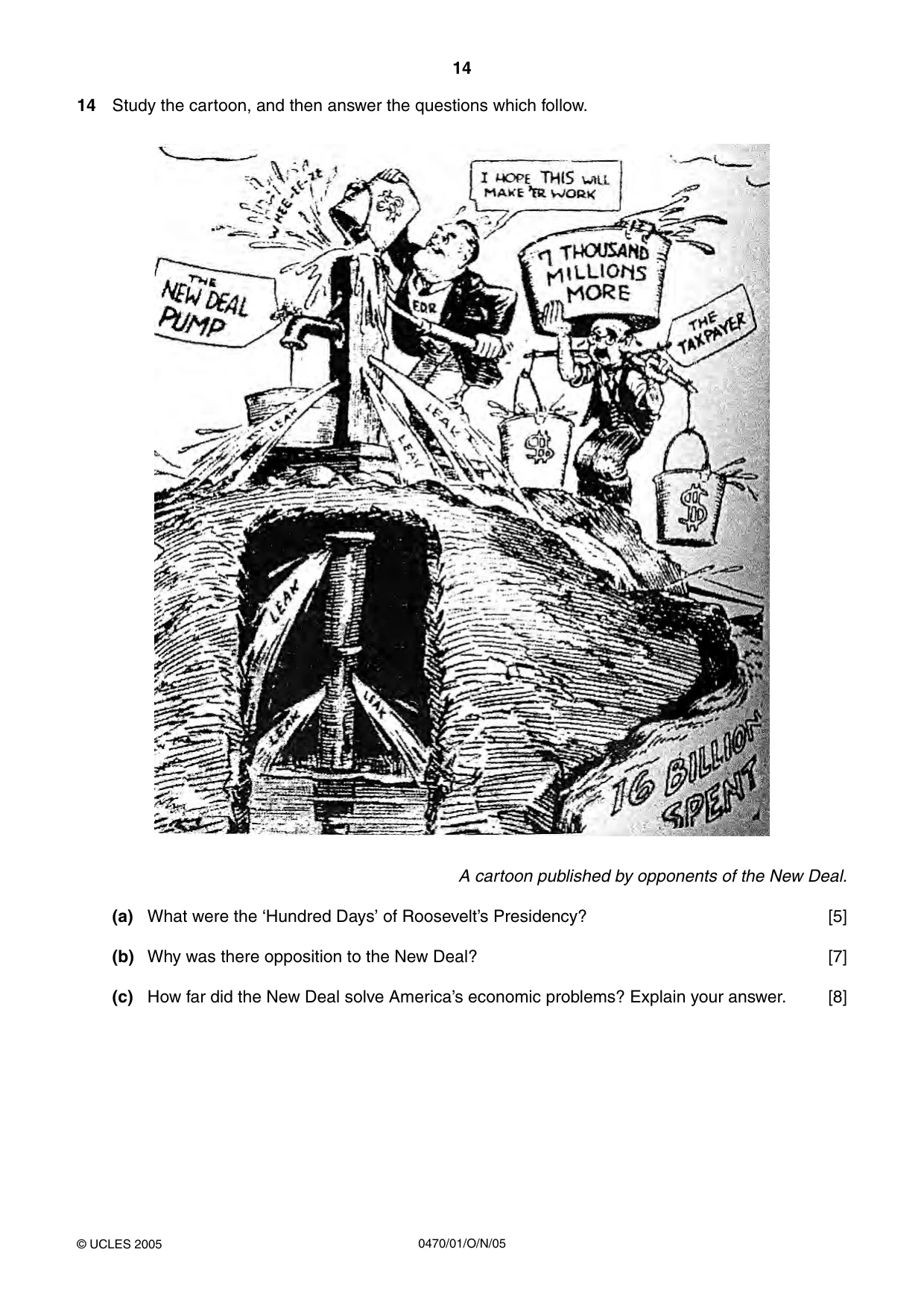 Cambridge IGCSE History 0470 2005 Oct/Nov Paper 1 · Variant 1 question paper, page 14 of 28