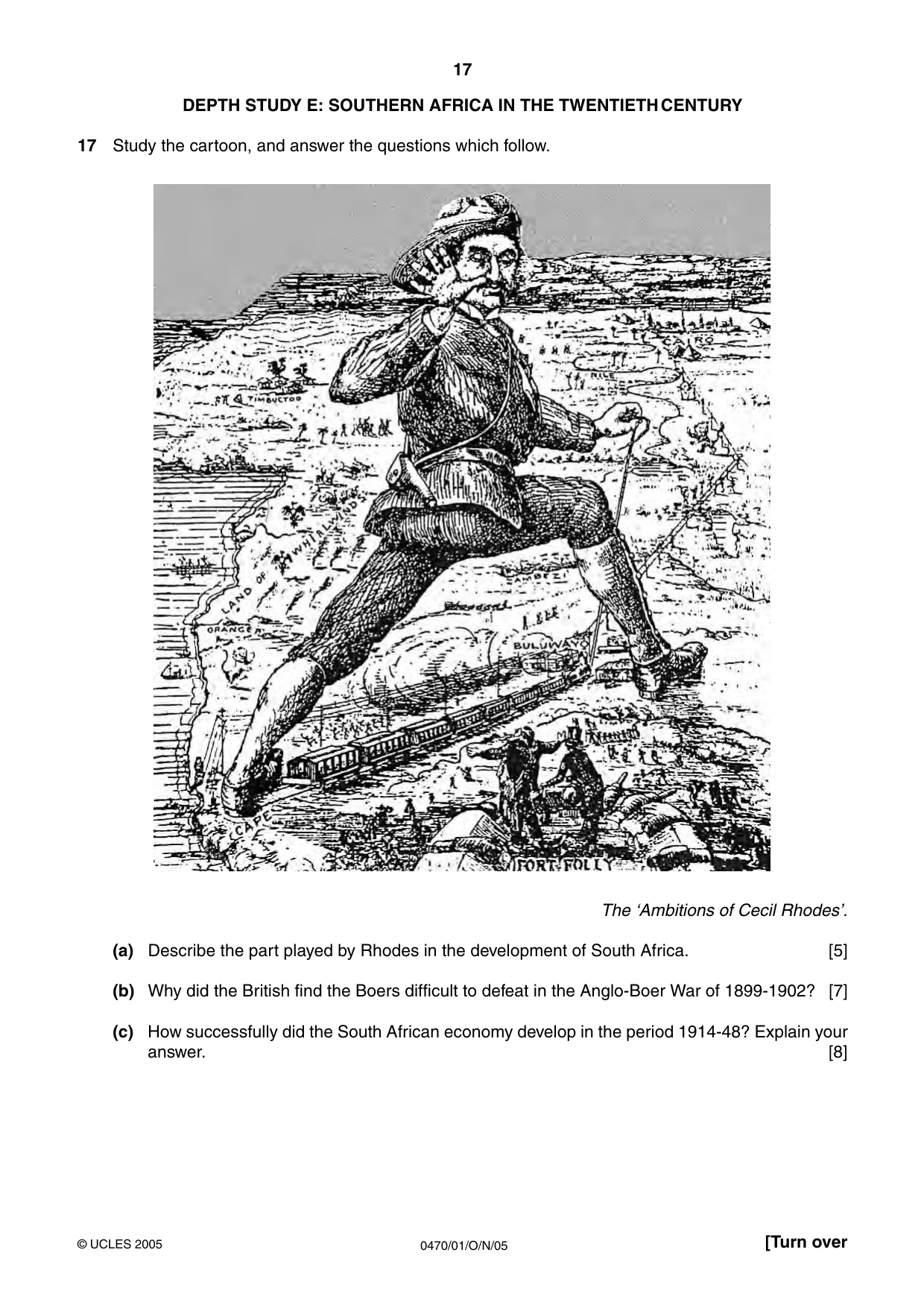 Cambridge IGCSE History 0470 2005 Oct/Nov Paper 1 · Variant 1 question paper, page 17 of 28