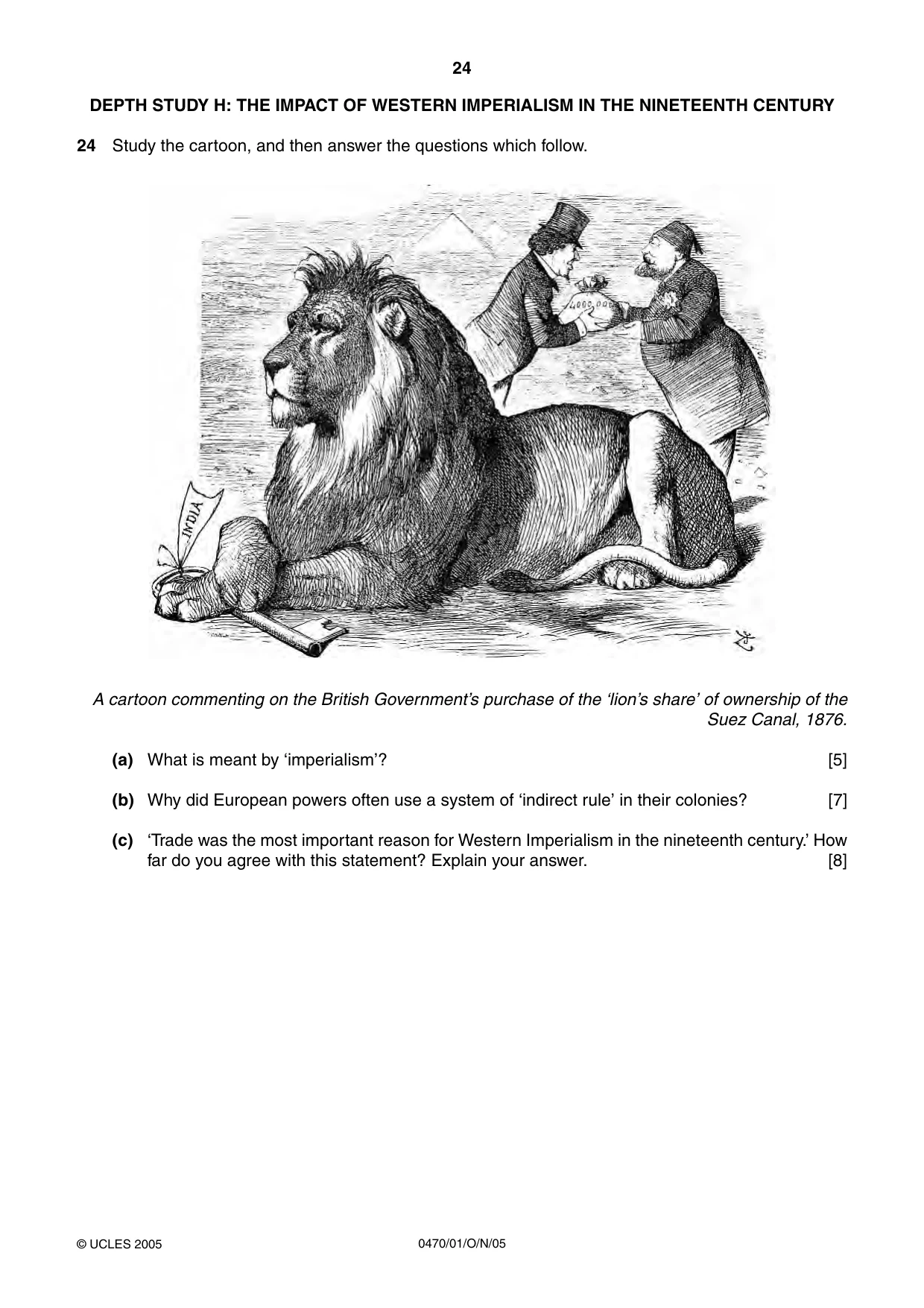 Cambridge IGCSE History 0470 2005 Oct/Nov Paper 1 · Variant 1 question paper, page 24 of 28
