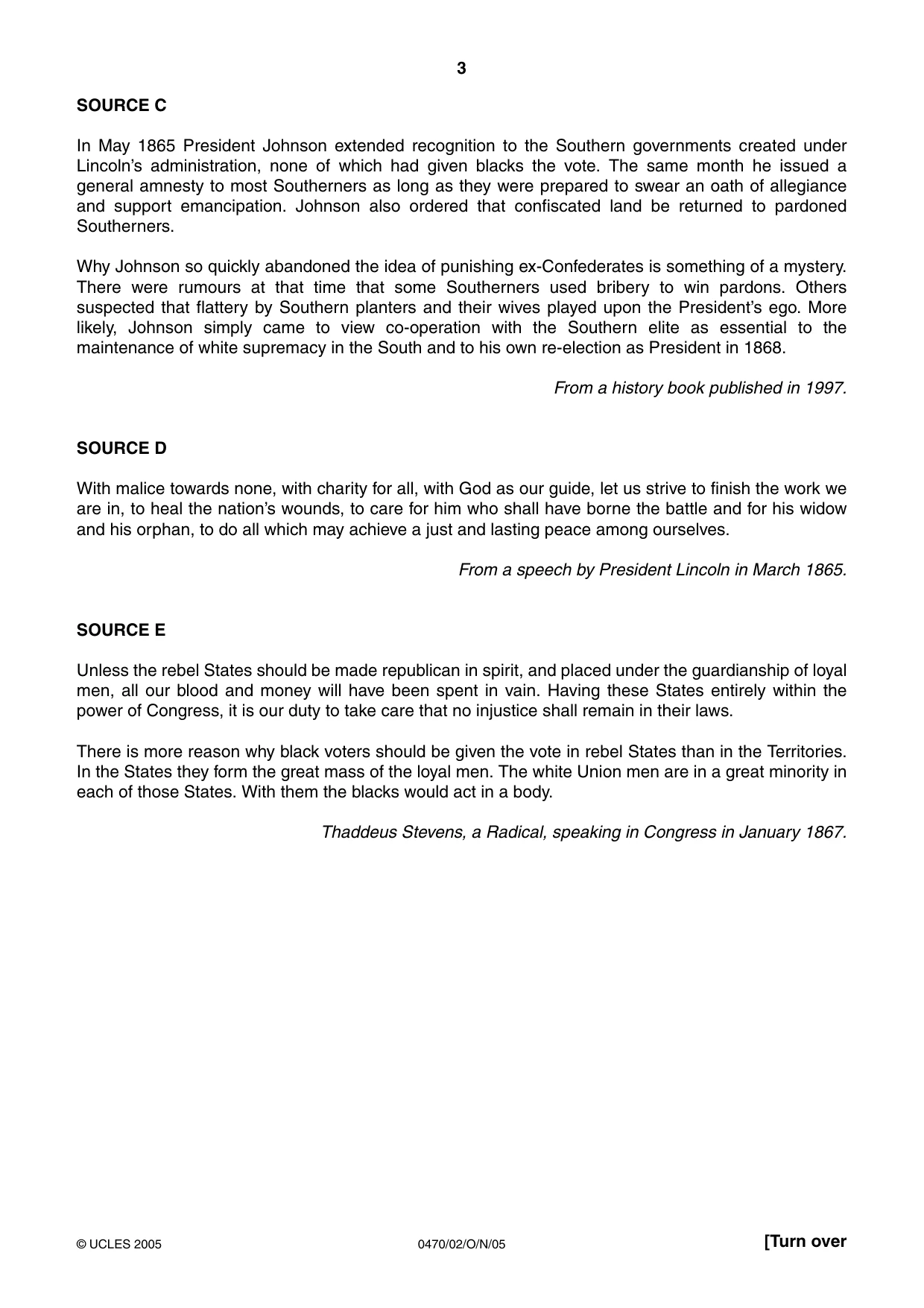 Cambridge IGCSE History 0470 2005 Oct/Nov Paper 2 · Variant 1 question paper, page 3 of 12