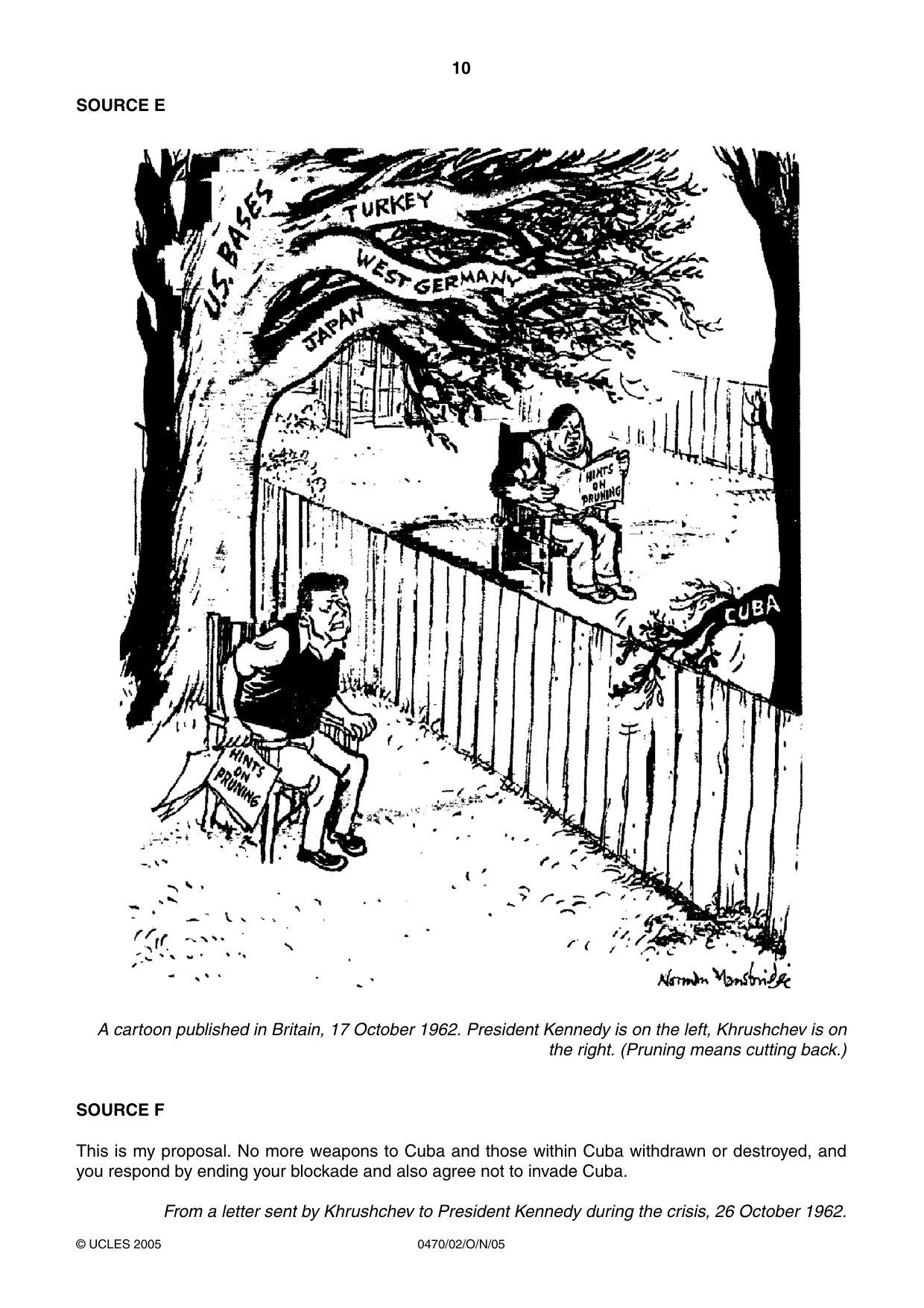 Cambridge IGCSE History 0470 2005 Oct/Nov Paper 2 · Variant 1 question paper, page 10 of 12