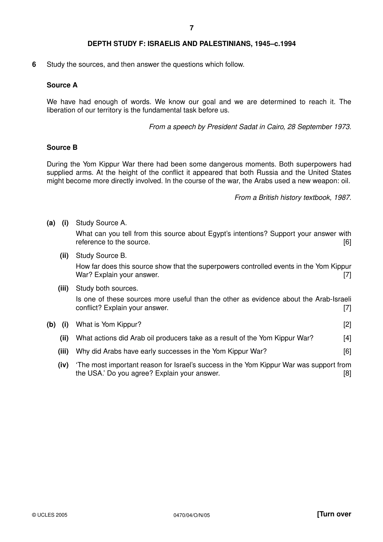 Cambridge IGCSE History 0470 2005 Oct/Nov Paper 4 · Variant 1 question paper, page 7 of 12