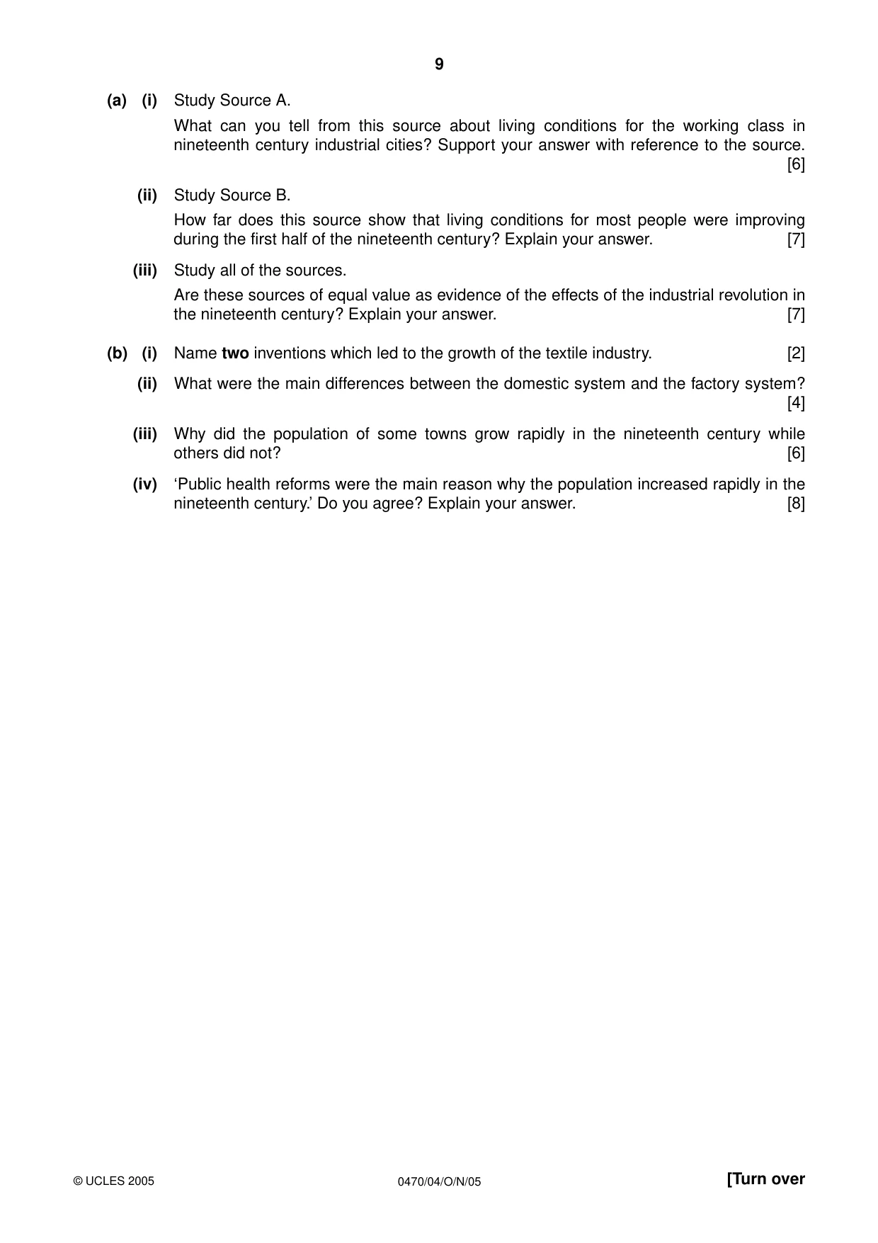 Cambridge IGCSE History 0470 2005 Oct/Nov Paper 4 · Variant 1 question paper, page 9 of 12