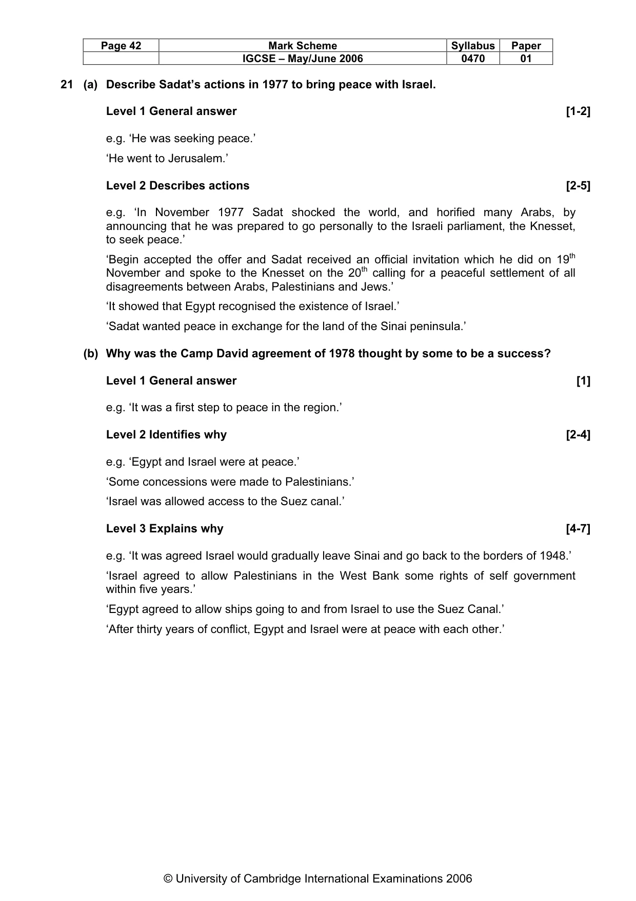 Mark scheme, page 43 of 52