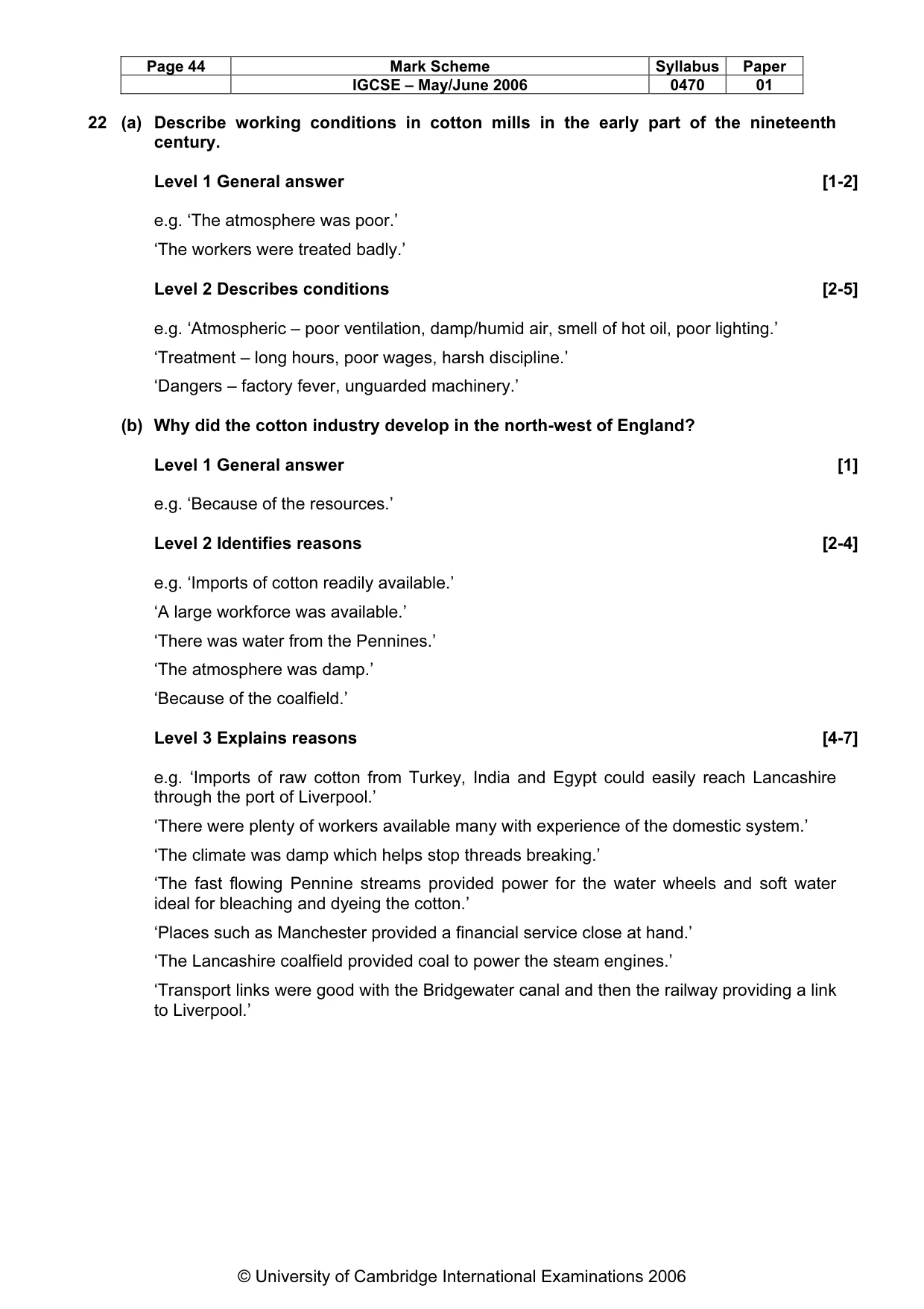 Mark scheme, page 45 of 52