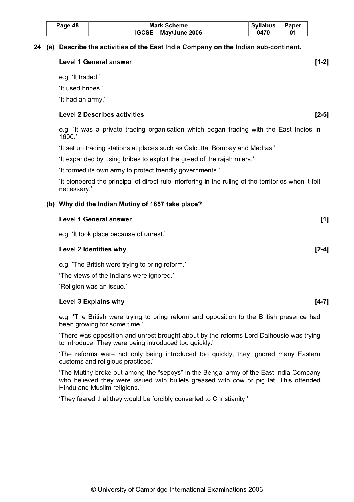 Mark scheme, page 49 of 52