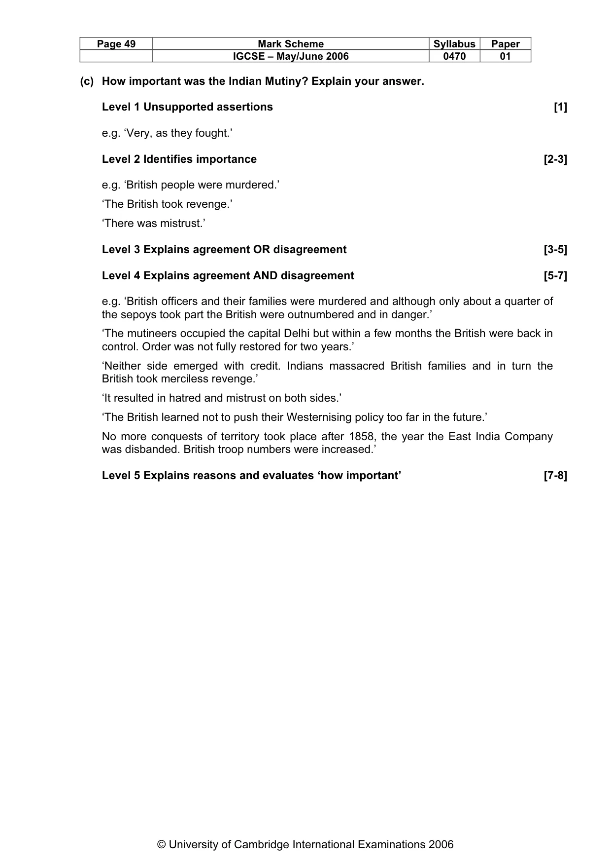 Mark scheme, page 50 of 52
