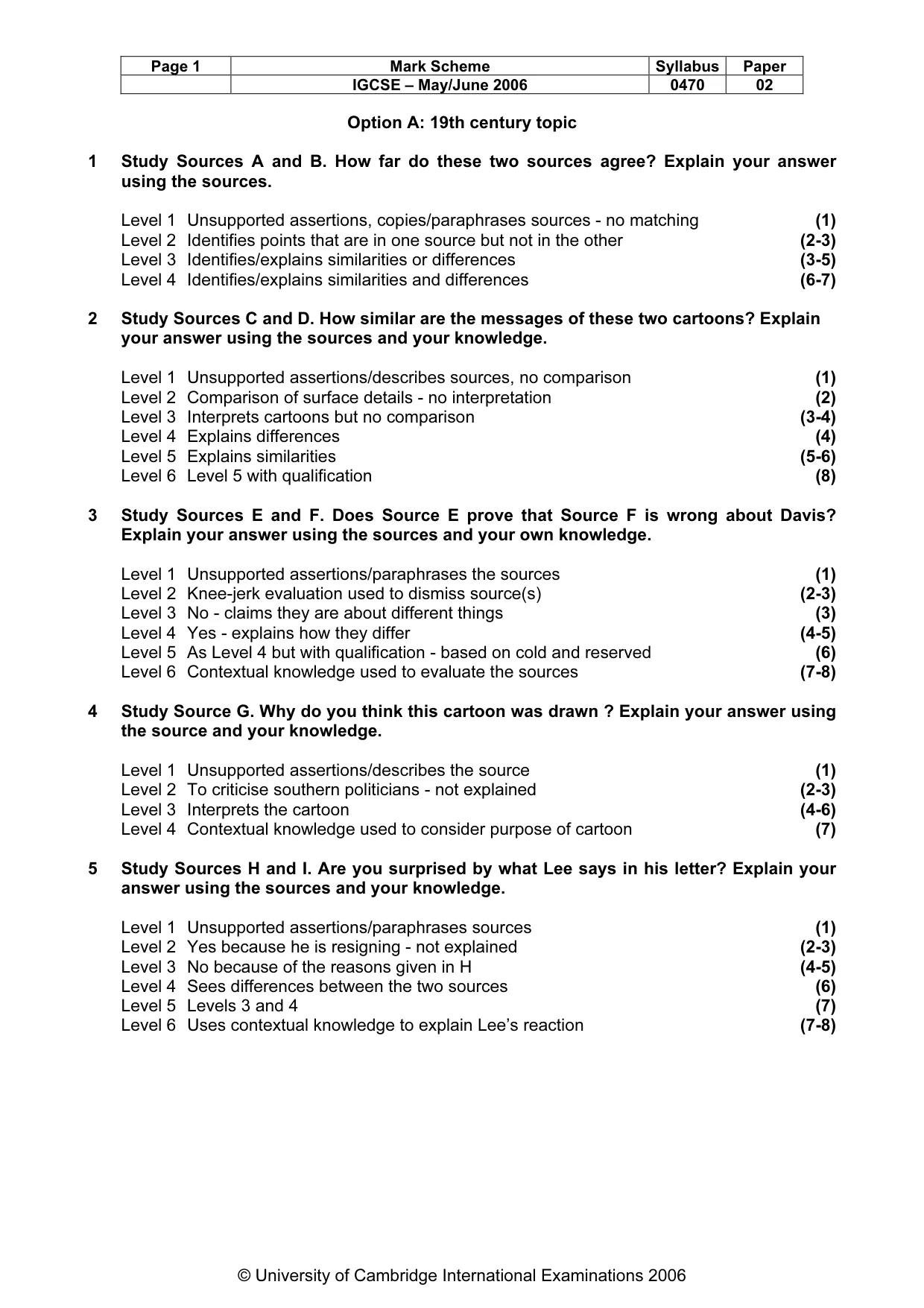 Mark scheme, page 2 of 4