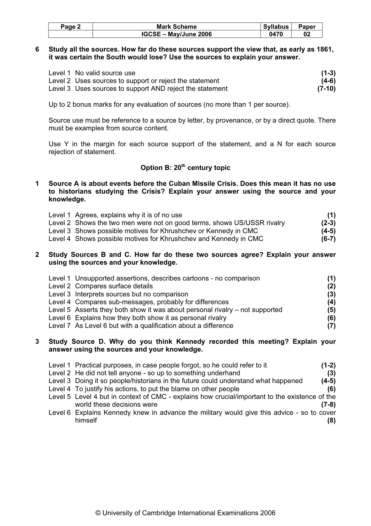 Mark scheme, page 3 of 4