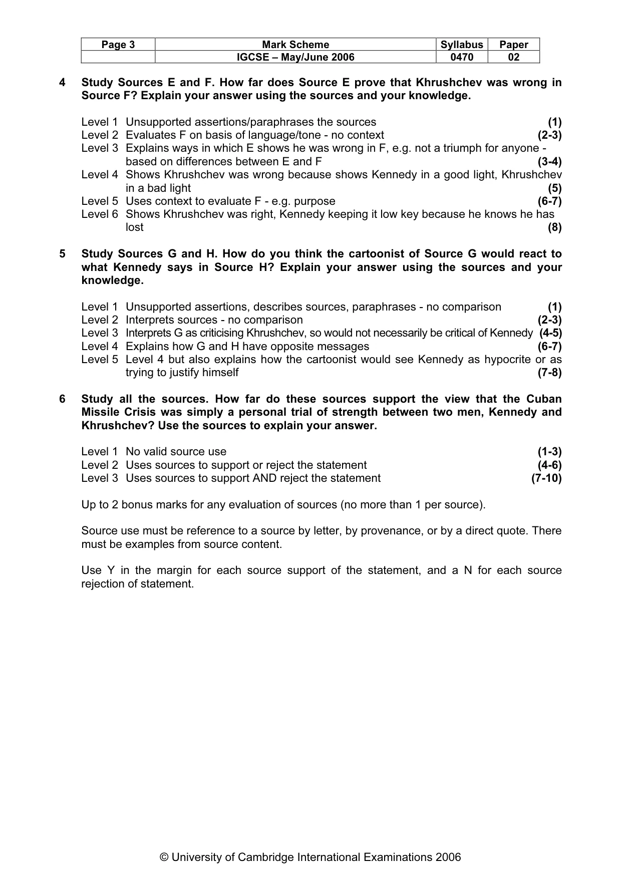 Mark scheme, page 4 of 4