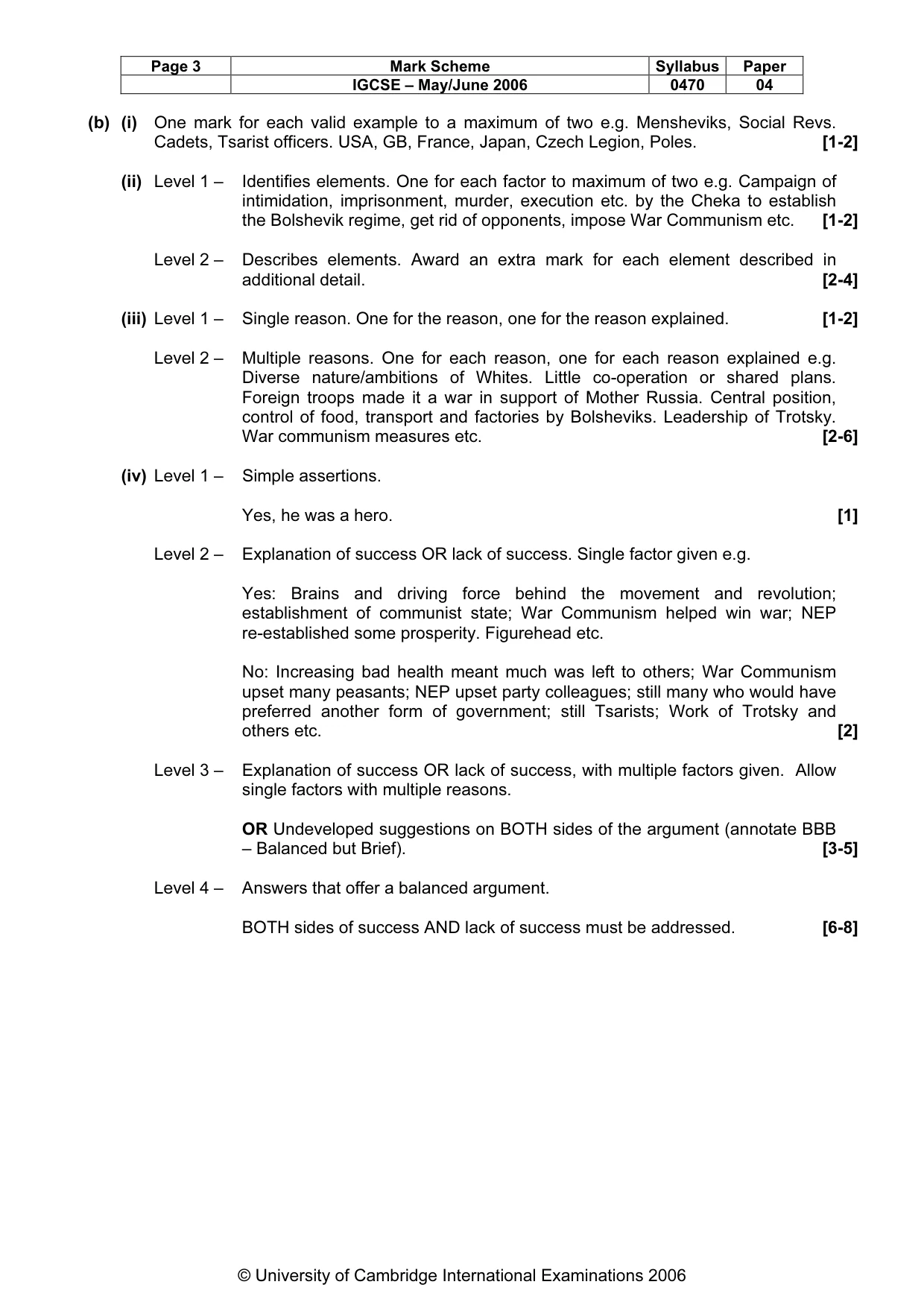 Mark scheme, page 4 of 13