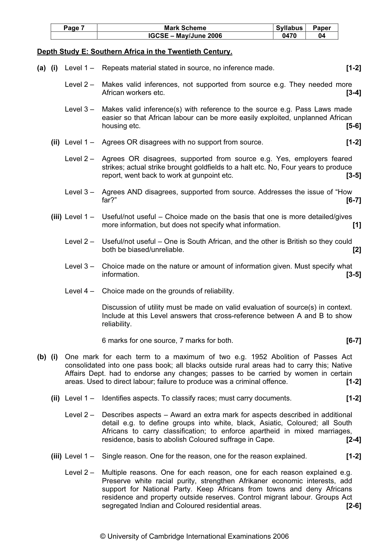 Mark scheme, page 8 of 13